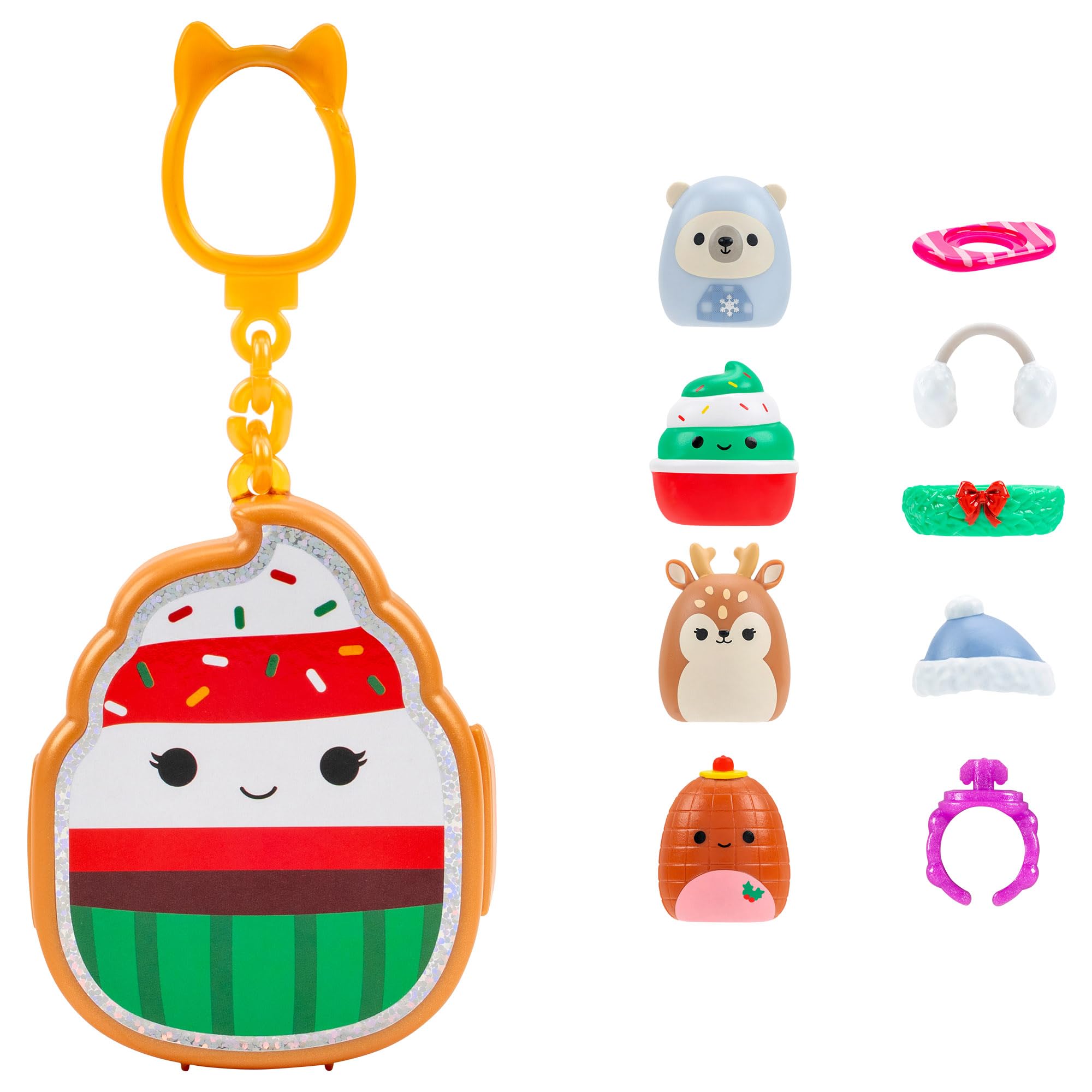 Squish-a-longs Chandra the Holiday Cupcake Clip-a-longs Mini-Squish Carrying Case with 4 Mini Figures 9