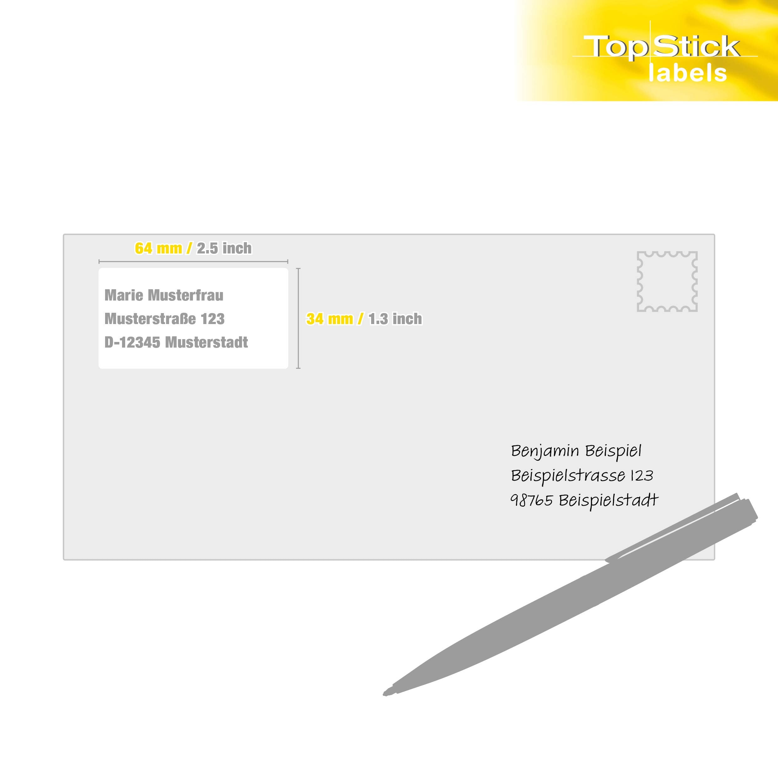 TopStick 8777 Address Mailing Labels - 2400 Labels Total | 64 x 34 mm | 100 Sheets 5