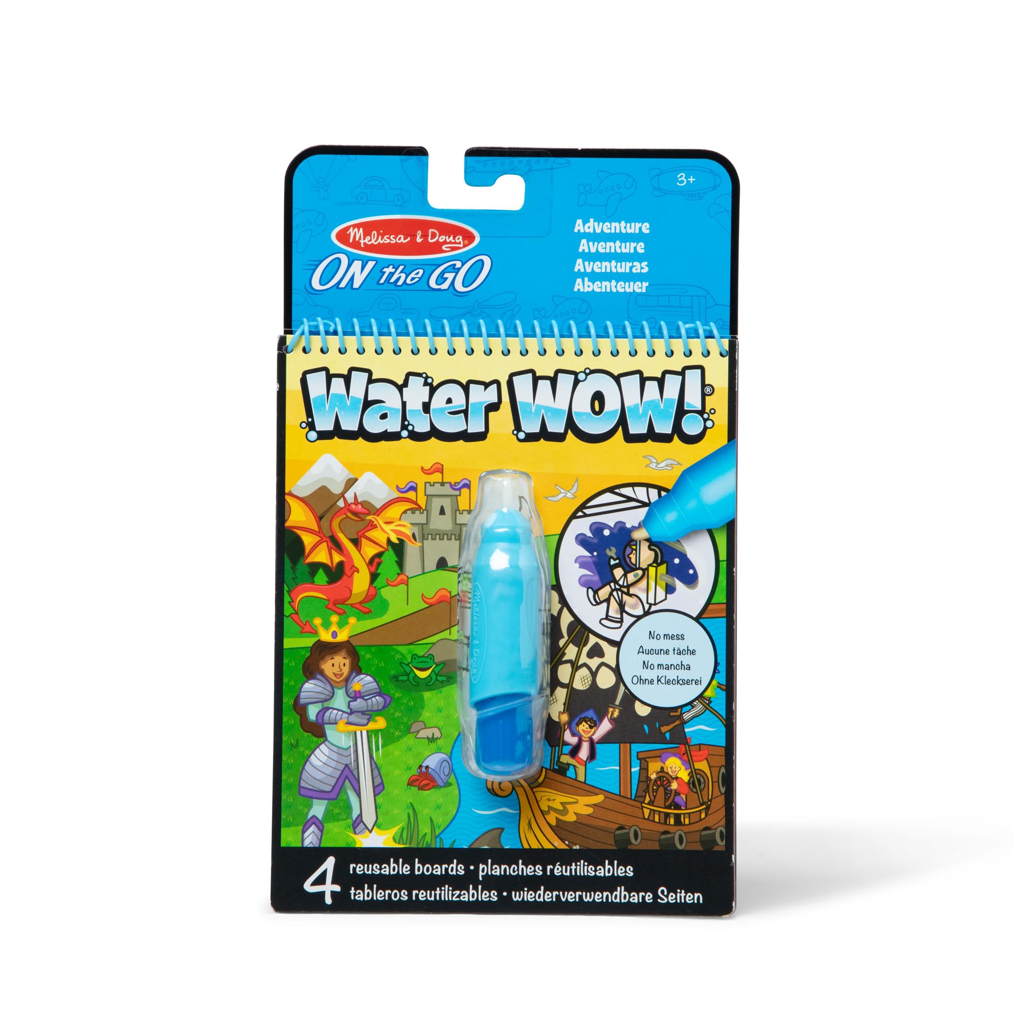 Melissa & Doug Water WOW! Adventure - 4 Spiral-Bound Water Reveal Coloring Boards | Ages 3+