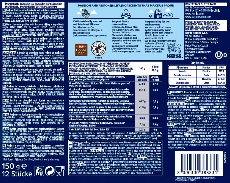 BACI - Original Dark Chocolate Hazelnut Truffles Gift Box, Gluten Free 9