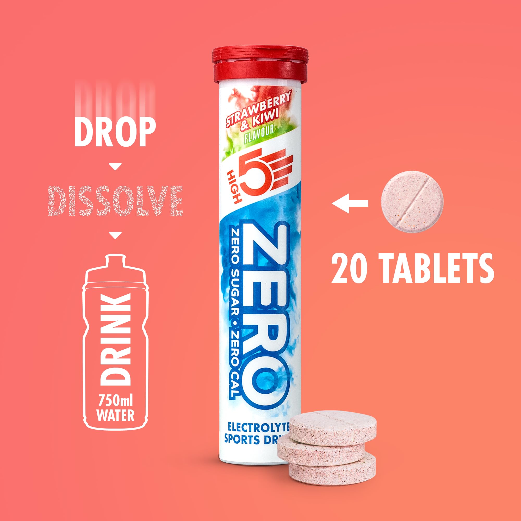 HIGH5 ZERO Electrolyte Tablets - Sugar-Free Hydration with Vitamin C | 20 Count Strawberry & Kiwi 3