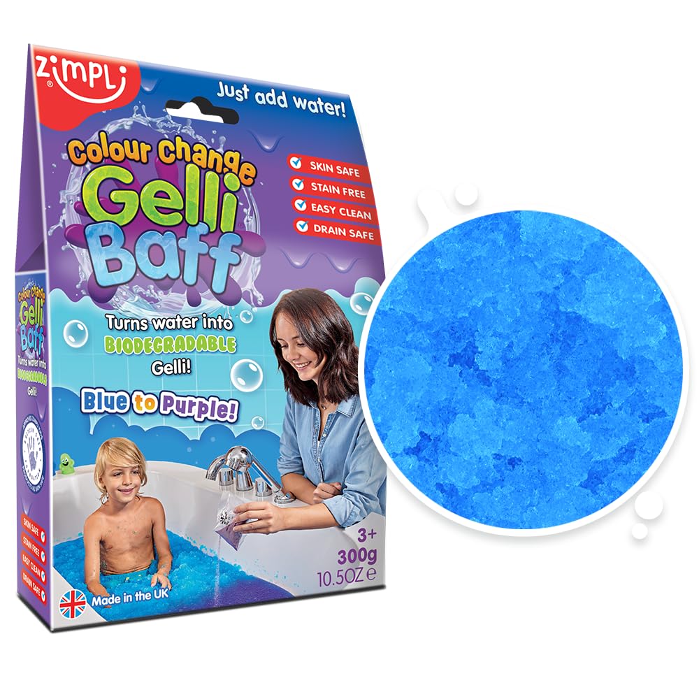 ZIMPLI Gelli Baff Colour Change Slime Powder - Blue to Purple | Skin Safe | Biodegradable