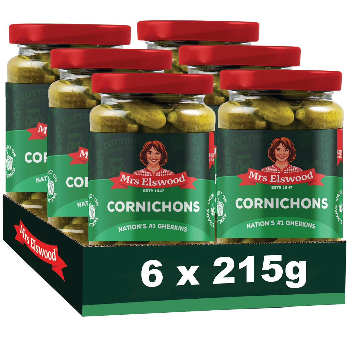 Mrs Elswood Cornichons - 6 x 215 g