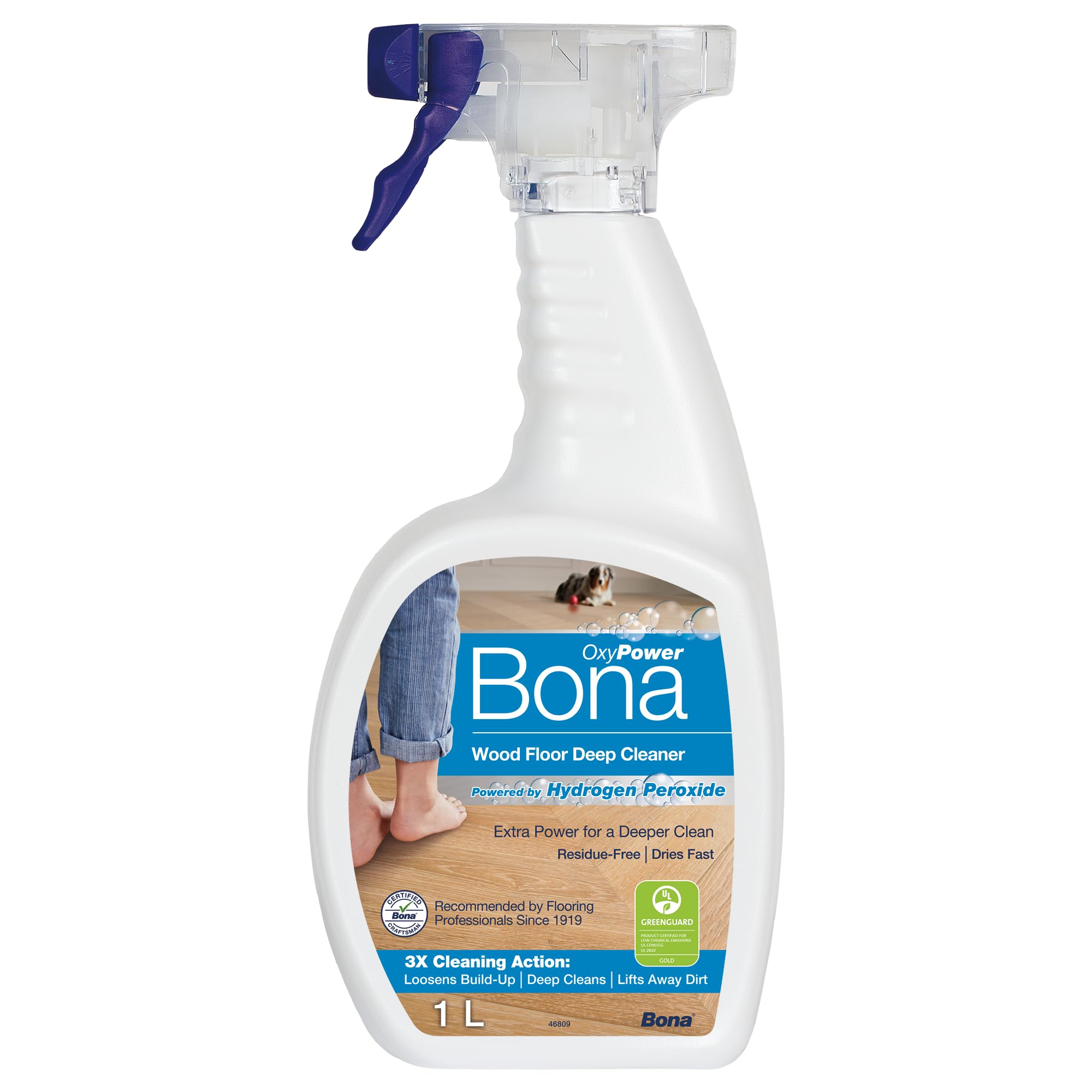 Bona OxyPower Wood Floor Cleaner - Powerful Cleaning for Sealed Wood Floors | 1 Litre Spray