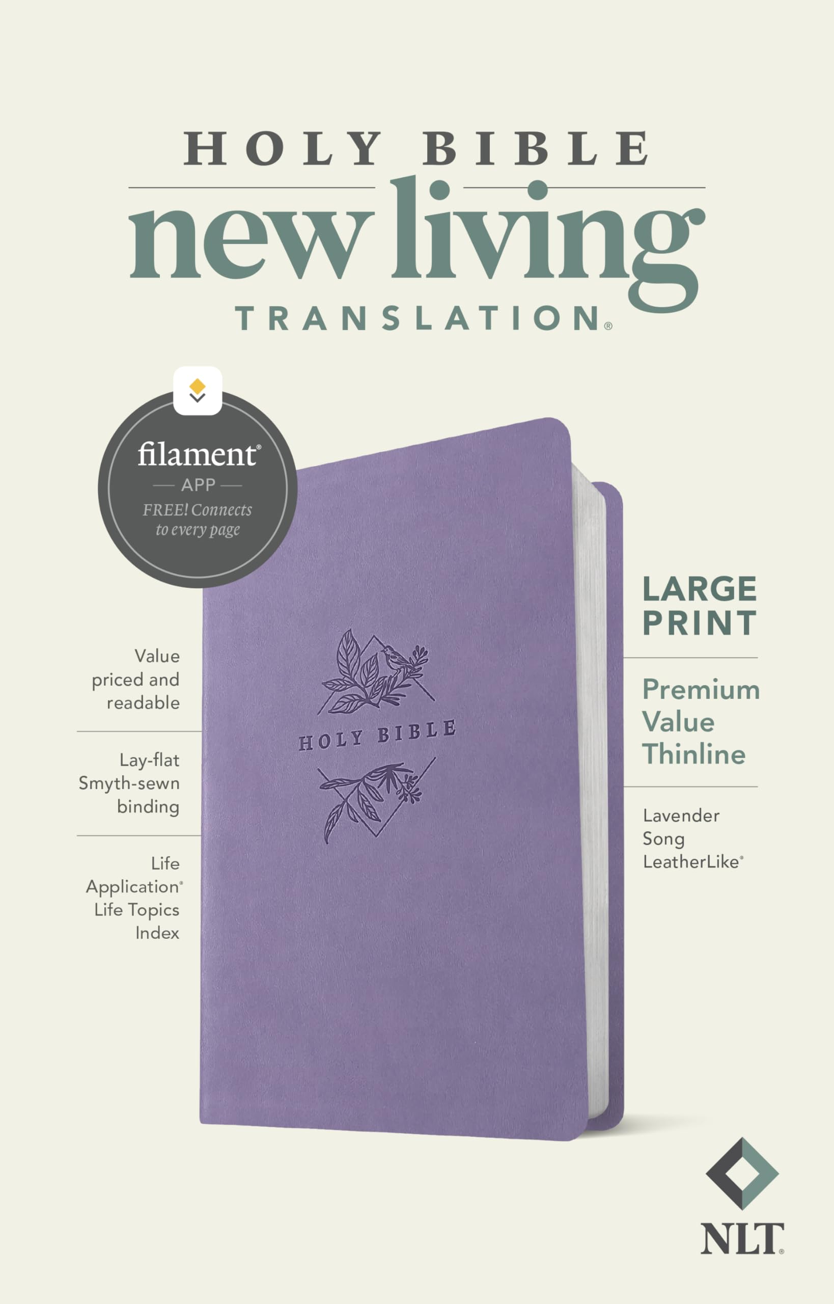 Tyndale NLT Large Print Premium Value Thinline Bible - New Living Translation | Imitation Leather | Purple 4