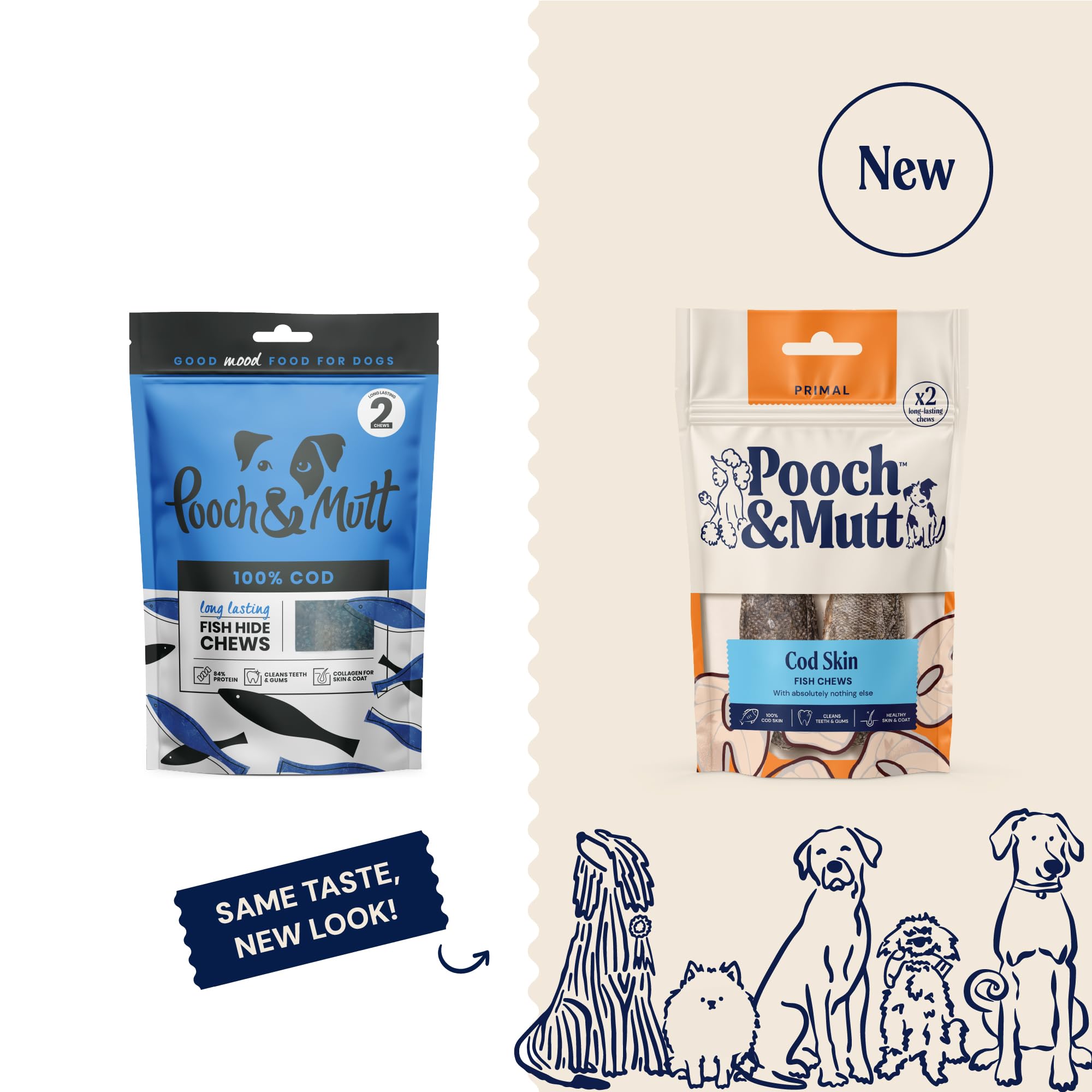 Pooch & Mutt Cod Hide Dental Sticks - Rawhide-Free Chew for Dogs | 90g Pouch 2