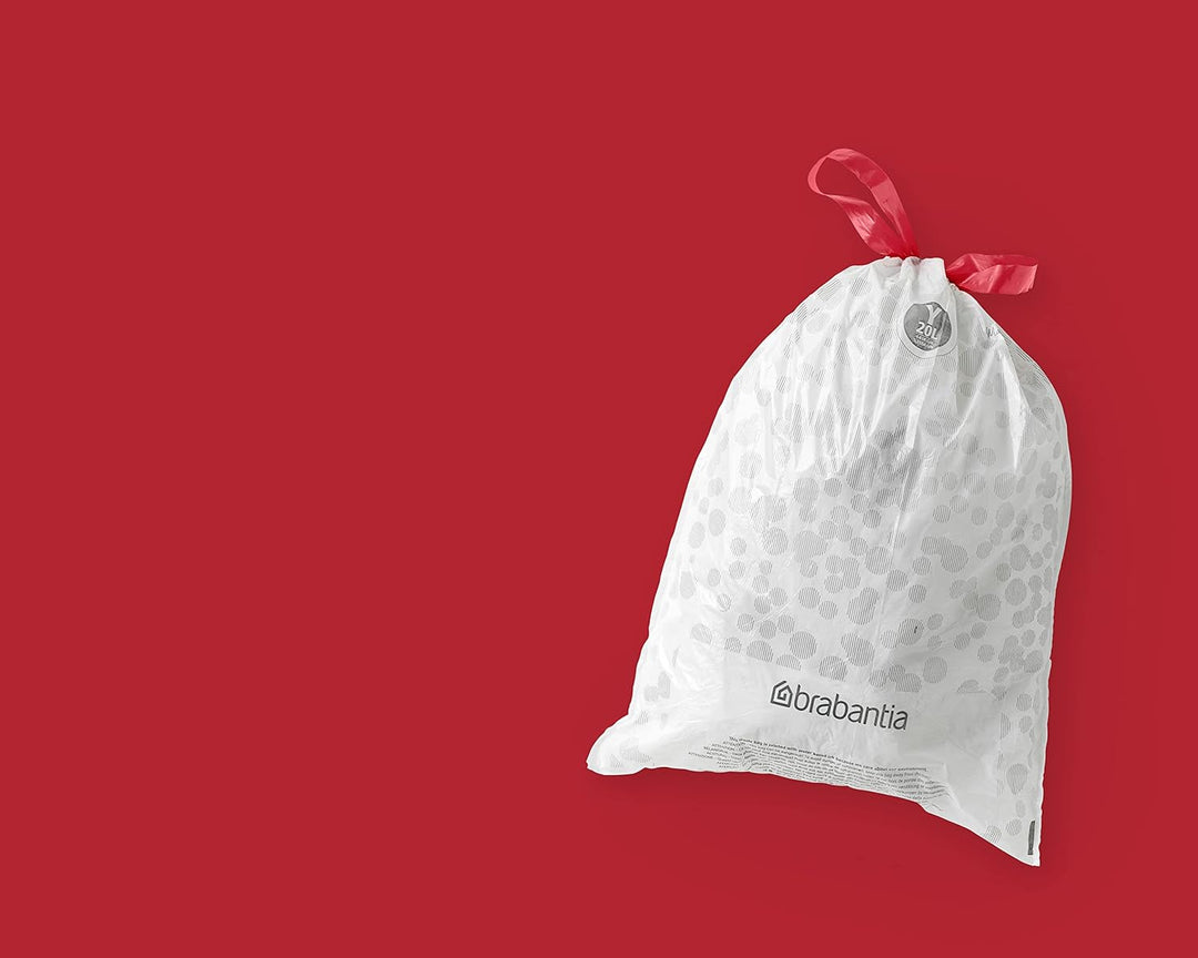 Brabantia PerfectFit Bin Liners Size Y/20 Litre - Thick Tear-Resistant Trash Bags with Tie-Tape