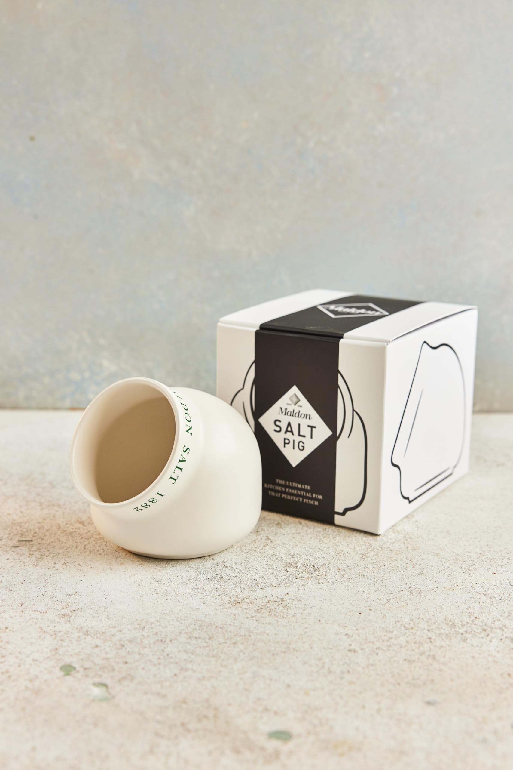 Maldon Ceramic Salt Pig - Classic Design for Countertop Storage | Cream/Off-white