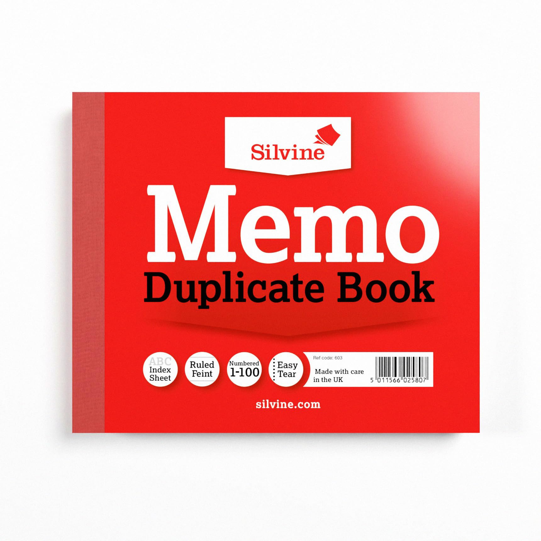 Silvine Duplicate Memo Book - 4x5 Inch | Numbered 1-100 | Perforated Pages | Red Cover