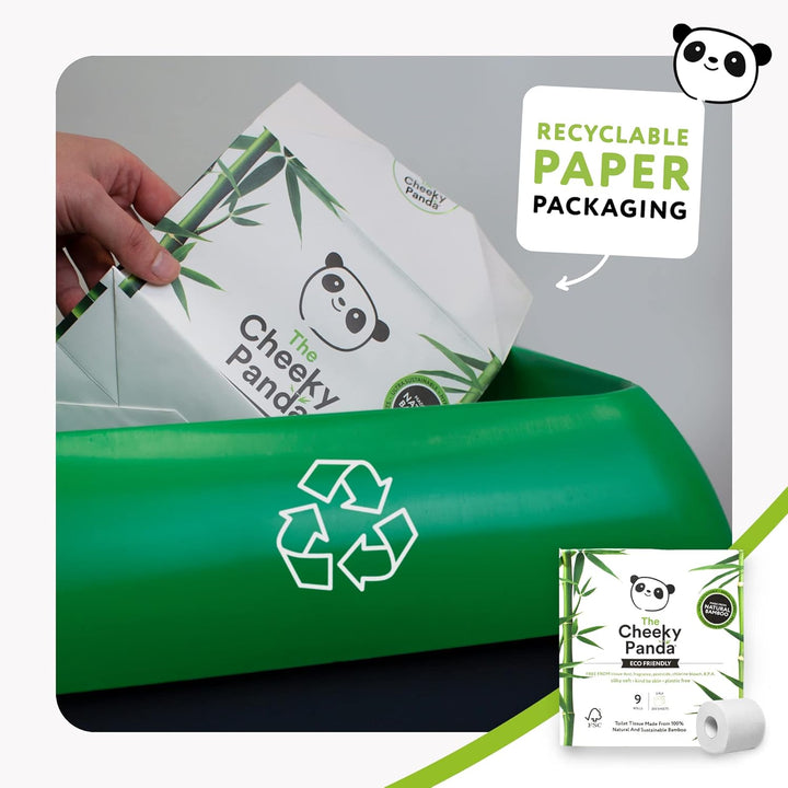 The Cheeky Panda - Bamboo Toilet Paper 9 Rolls | Plastic-Free, FSC-Certified, Hypoallergenic