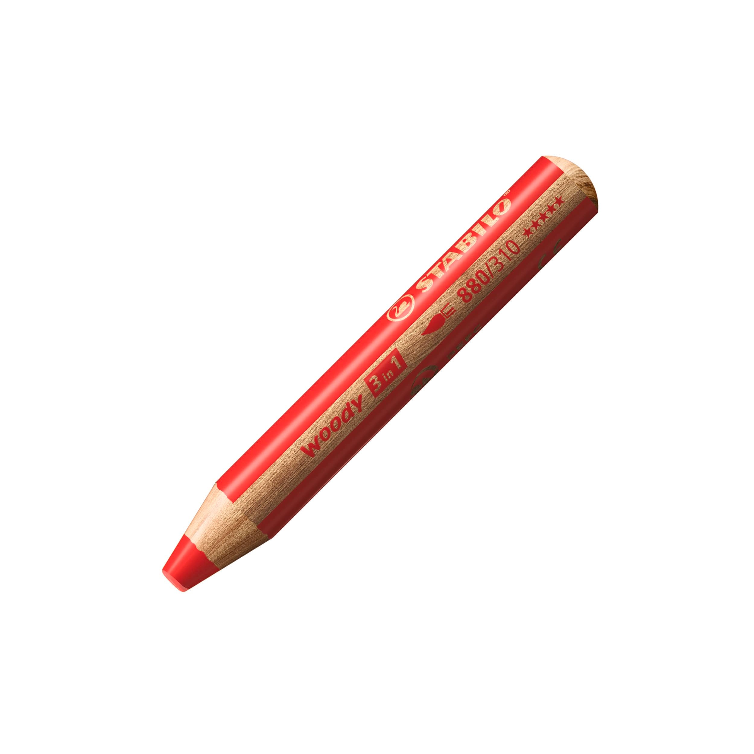 STABILO woody 3-in-1 Coloured Pencils - 10 Assorted Colours Wallet + Sharpener
