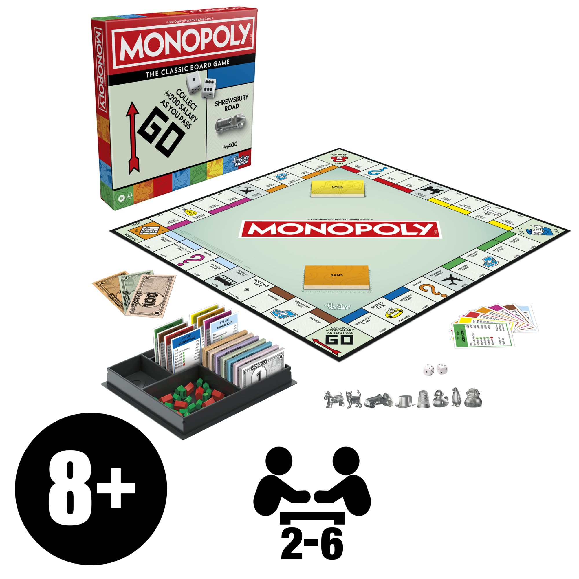 Monopoly Standard Edition Board Game - Family Fun, Ages 8+, 2-6 Players, Multi-color 2
