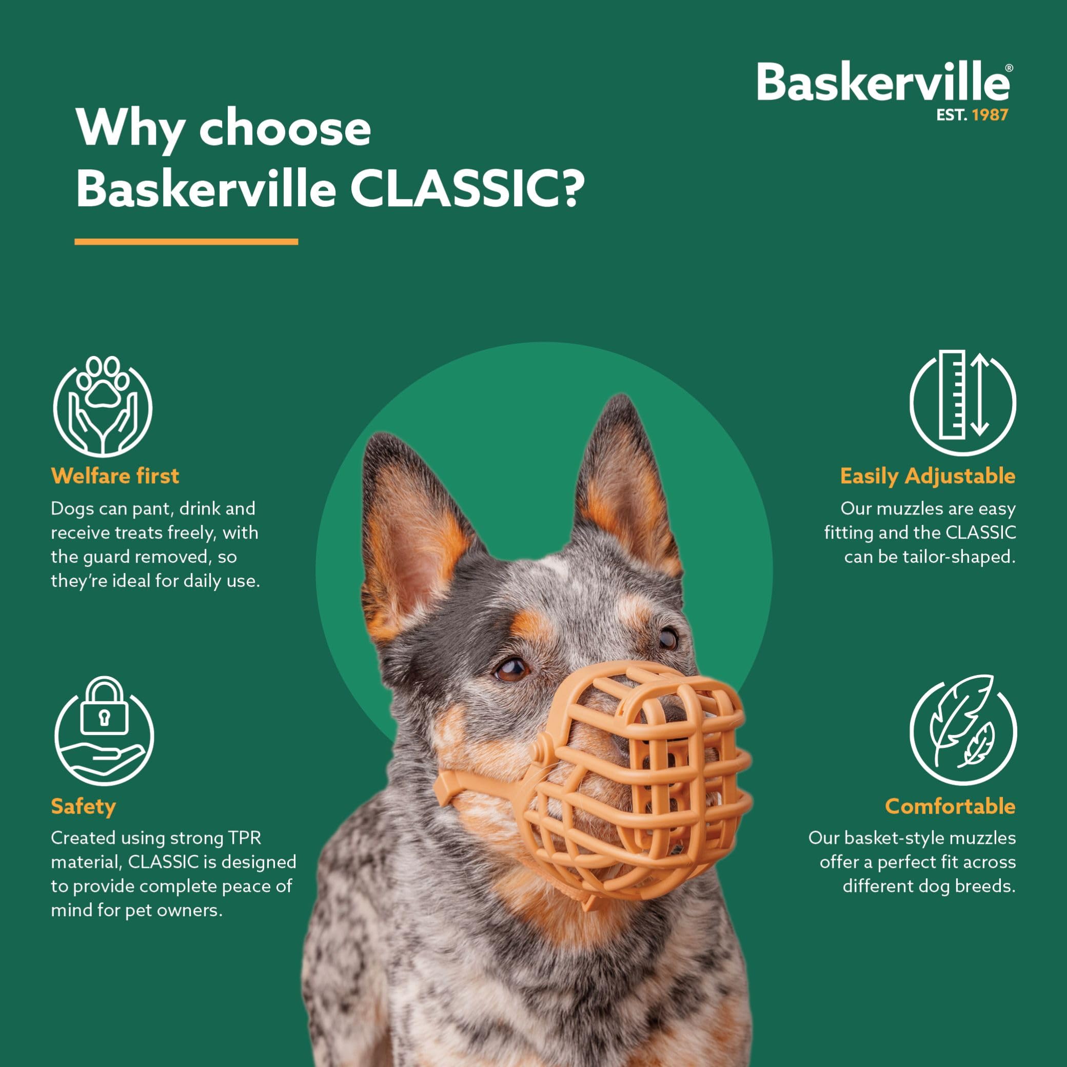 Baskerville Classic Basket Muzzle - Size 6, Brown, Prevents Biting & Scavenging 8