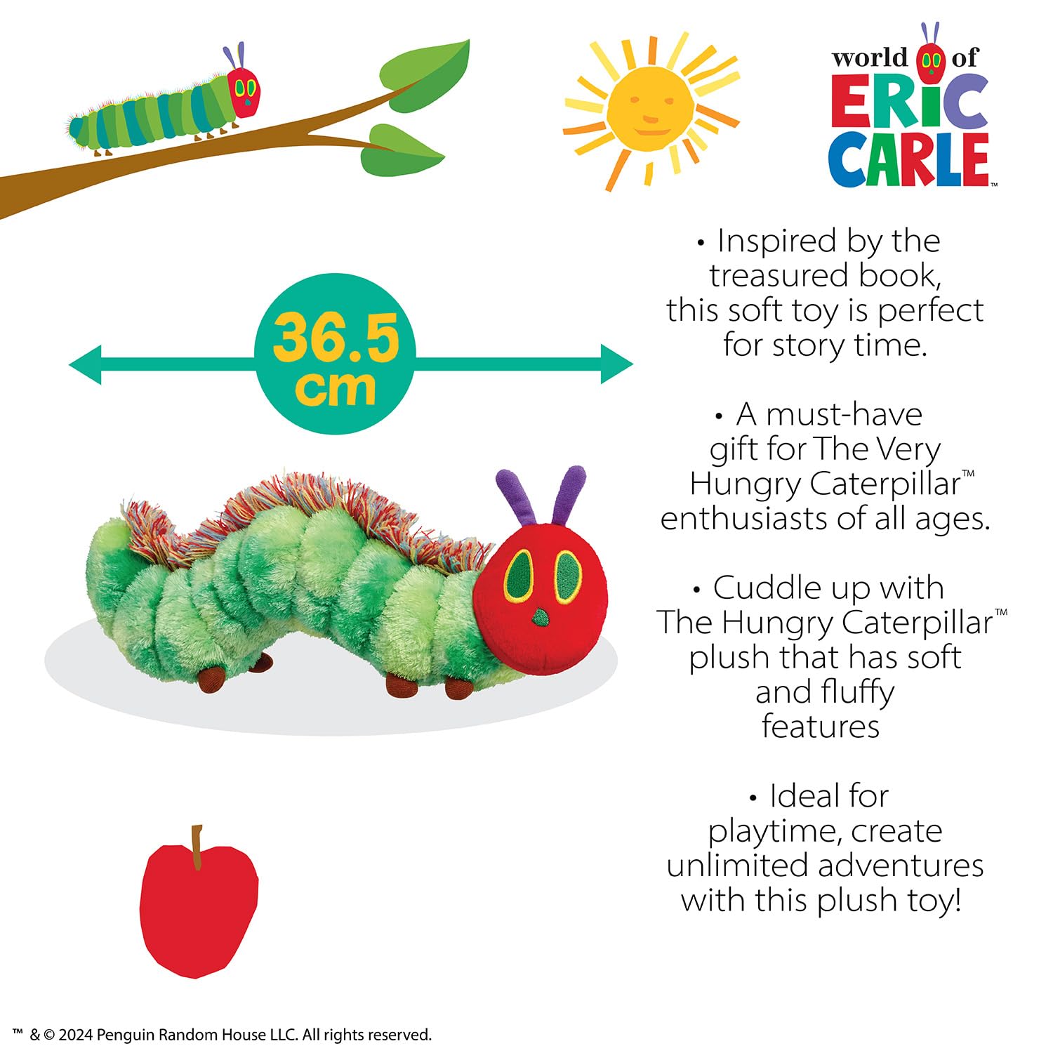 Rainbow Designs Very Hungry Caterpillar Soft Baby Toy | Tactile Fluffy Spine | 12 cm