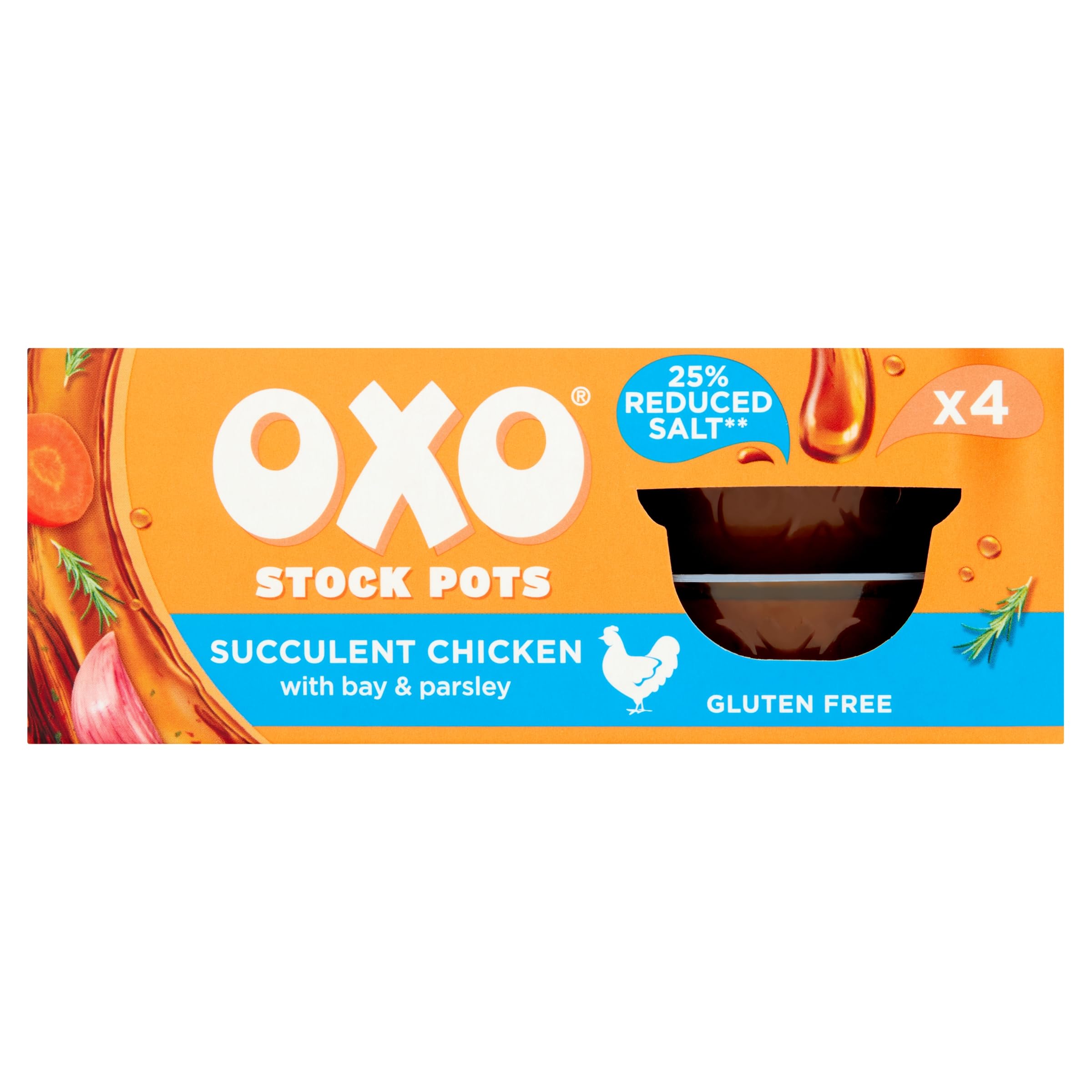 OXO Reduced Salt Chicken Stock Pots - Savoury Flavour, 4 x 20g Pots (80g Total) 2