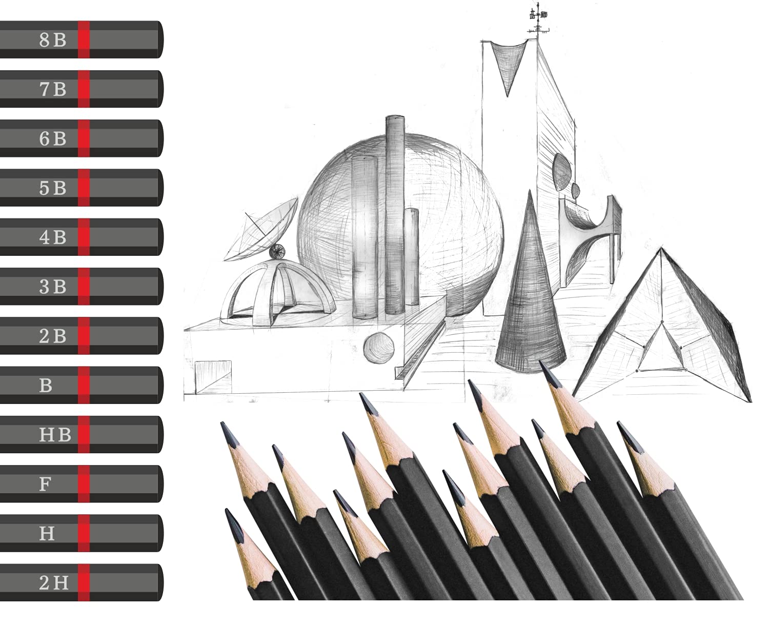 Liquidraw Drawing Pencils Set of 12 - Graded Graphite for Sketching & Shading | Includes Storage Tin 2