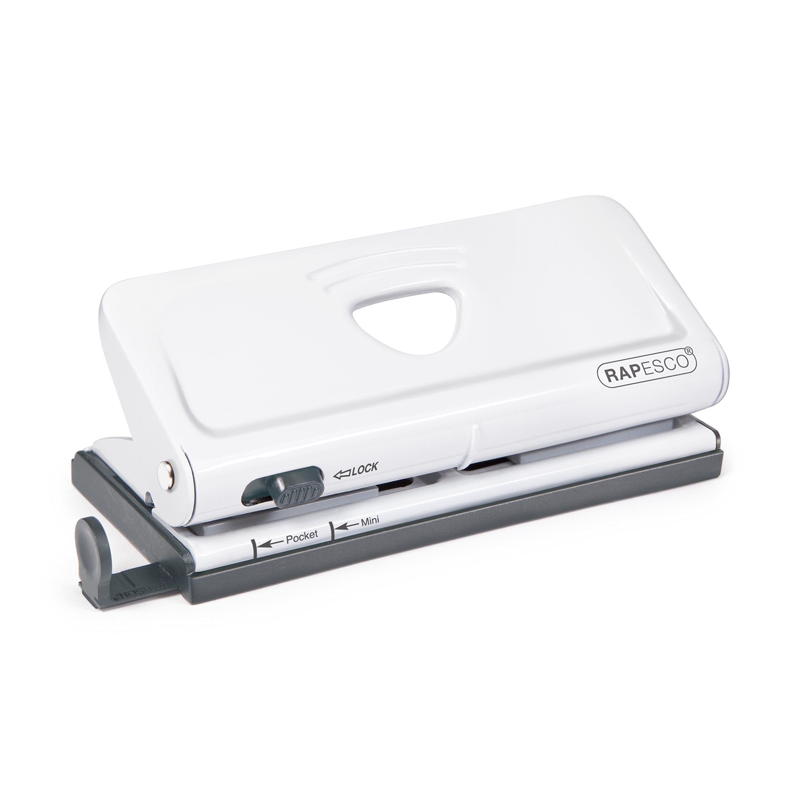 RAPESCO 1321 Adjustable 6-Hole Organiser/Diary Punch - 10 Sheet Capacity | White Metal Chassis