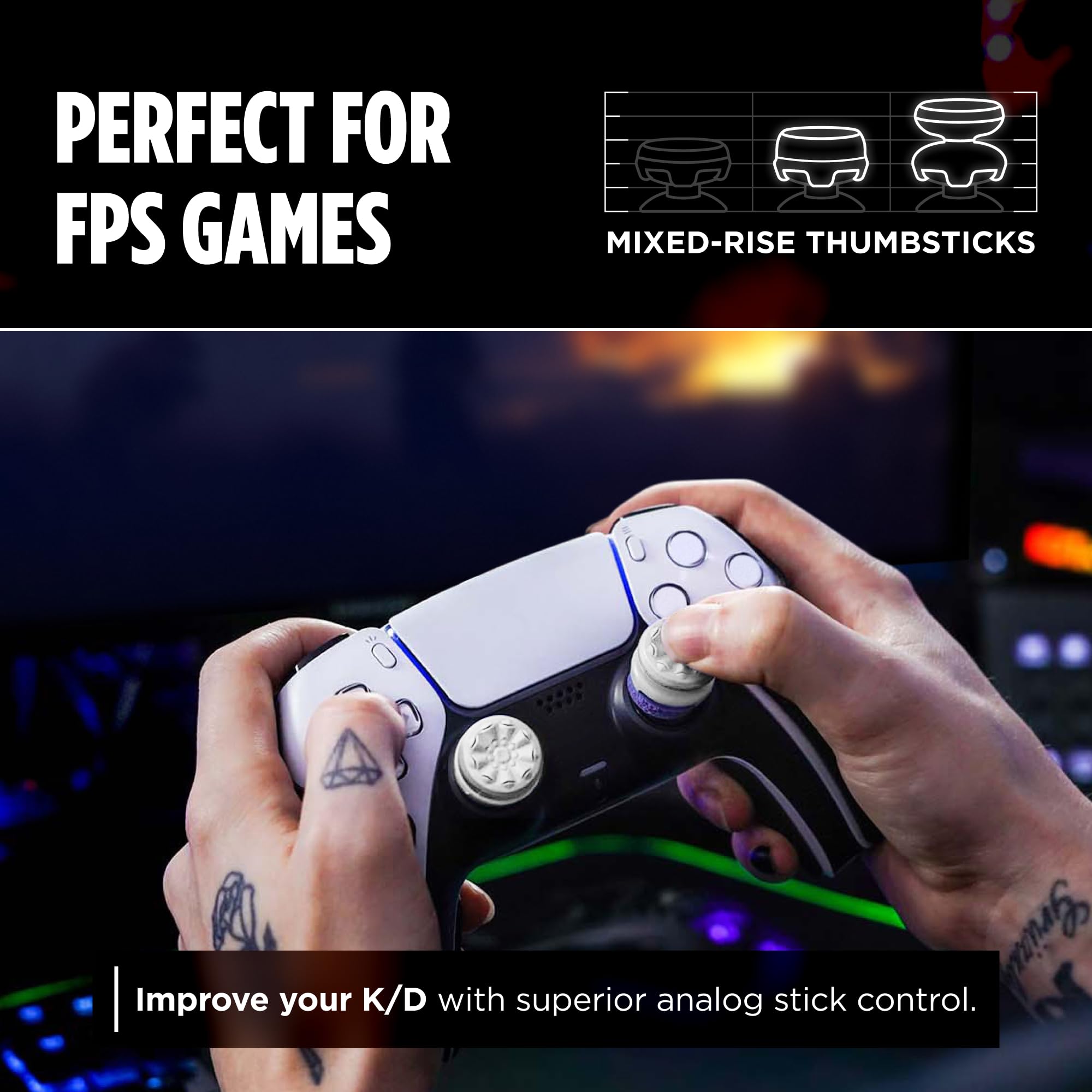 KontrolFreek FPS Freek Galaxy White Thumbstick Extenders for PS4/PS5 | Increased Accuracy & Grip 4
