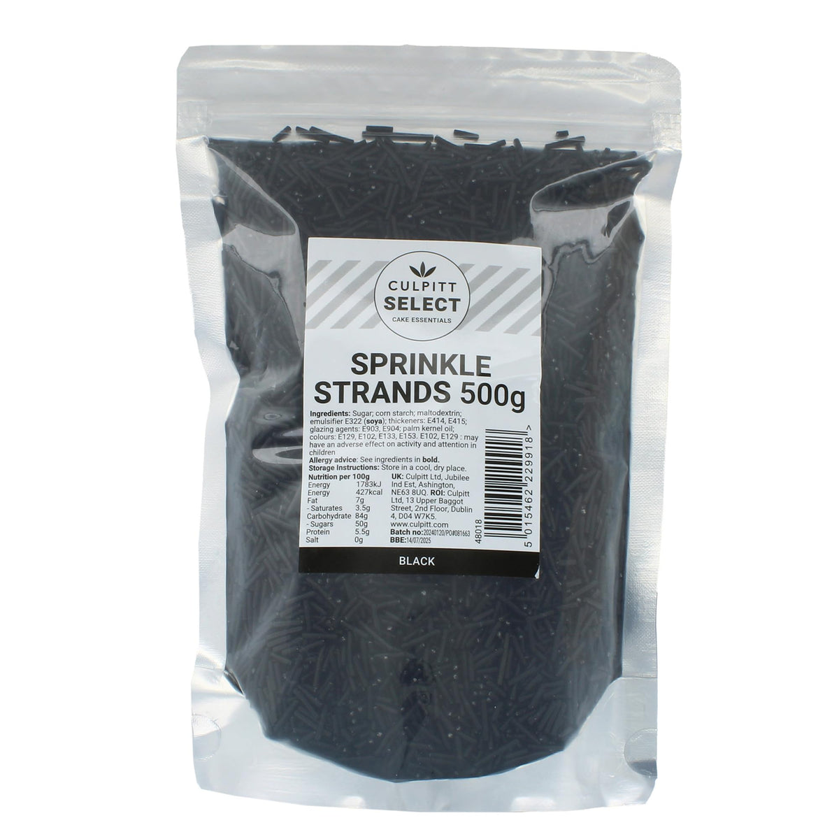 Culpitt Select Black Sugar Strand Sprinkles - 500g
