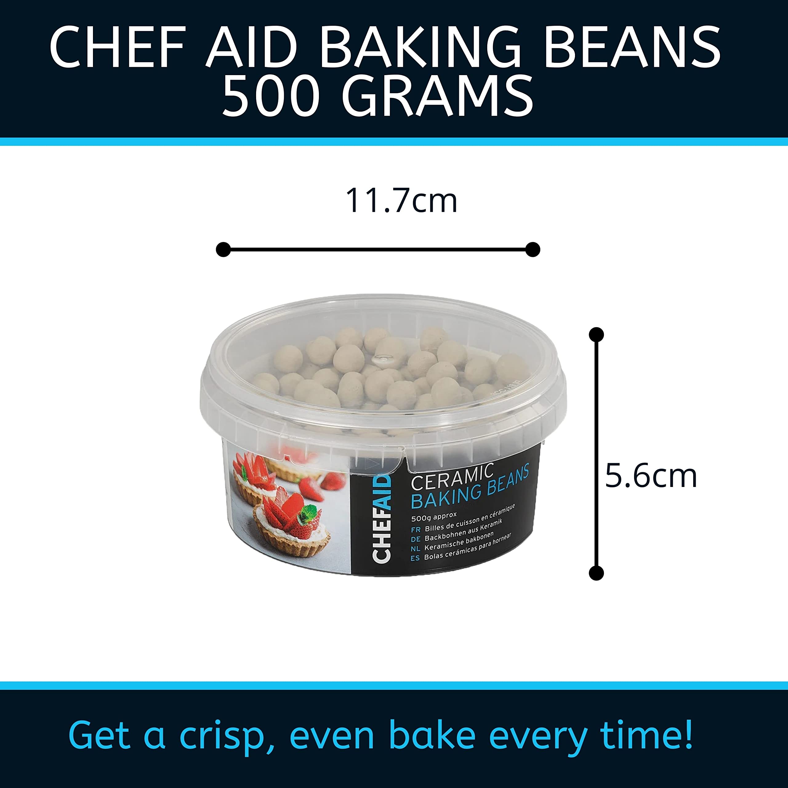 Chef Aid Ceramic Baking Beans - Prevents Pastry Shrinkage | 500g Pack | Food Safe