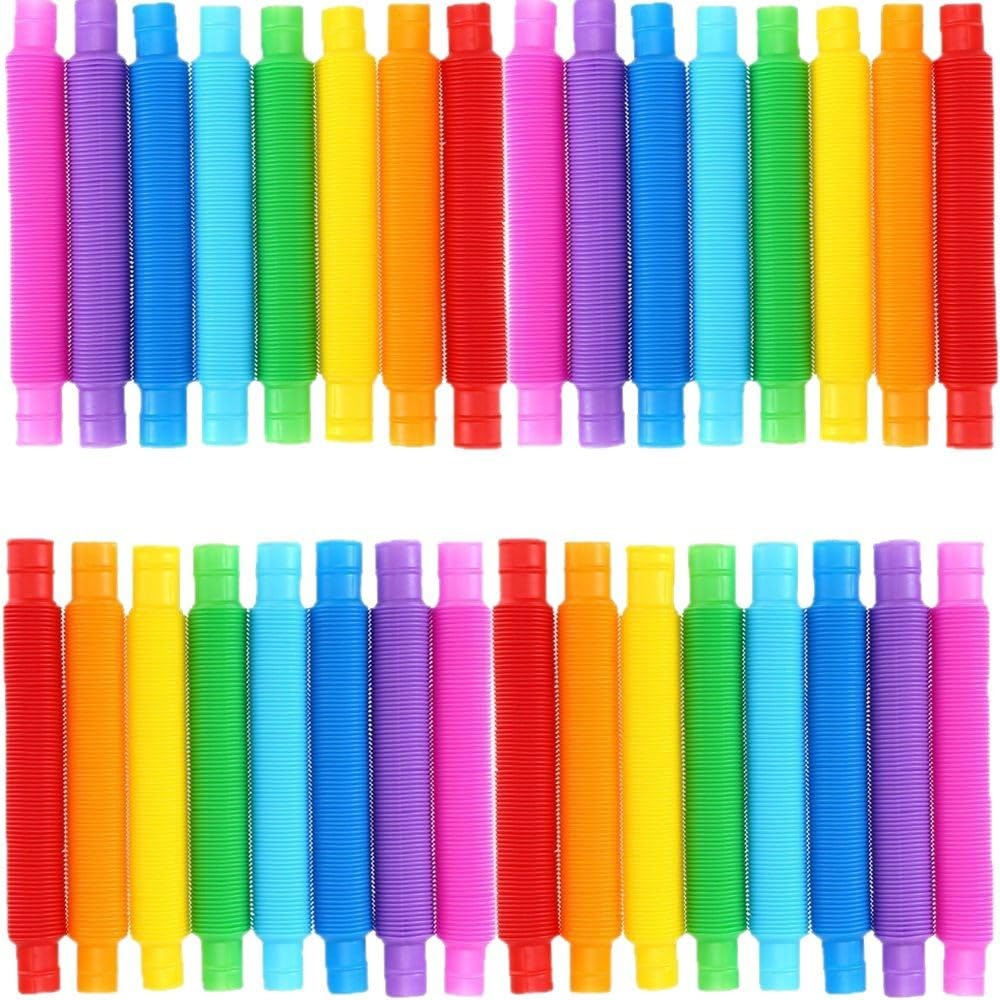 RAM ONLINE Pop Fidget Tubes - 20 Pack Colourful Sensory Toy for Stress Relief & Focus | Plastic