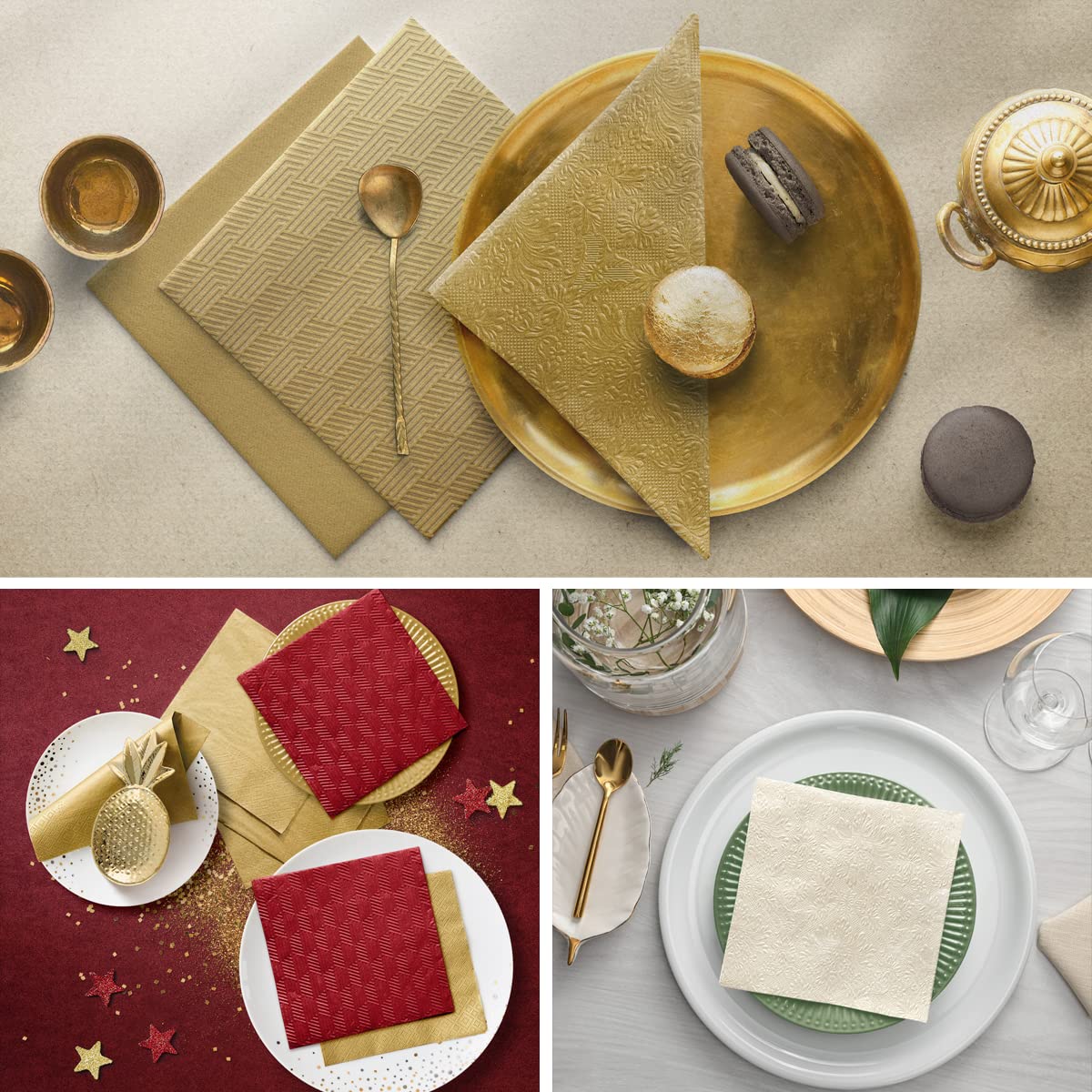 PAW Decor Collection Gold 3-Ply Napkins (33 x 33 cm) – 20 Pieces, FSC & Ecolabel-Certified 14