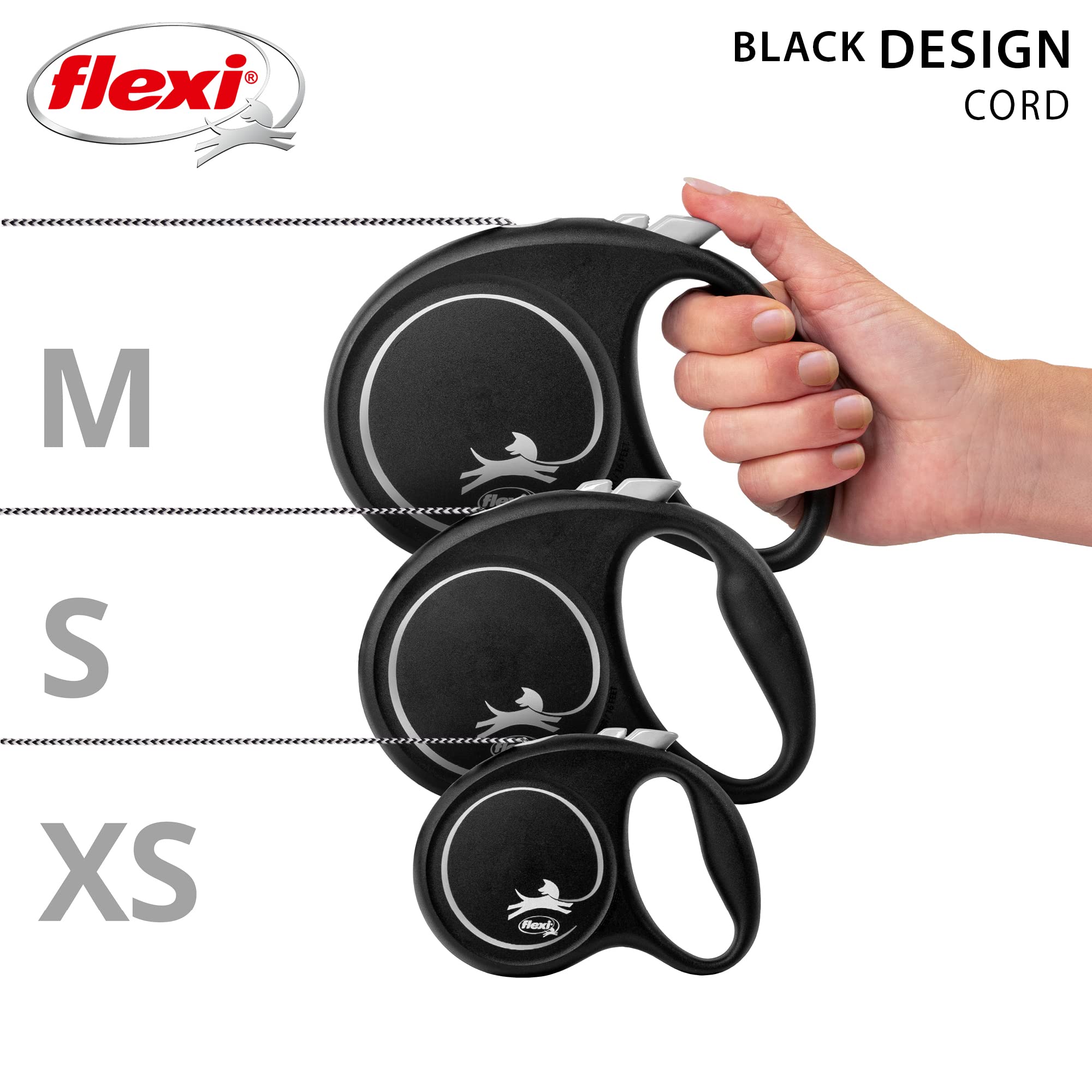 flexi Black Design Retractable Dog Leash - Medium Size, 5m Cord Length | German Quality 5