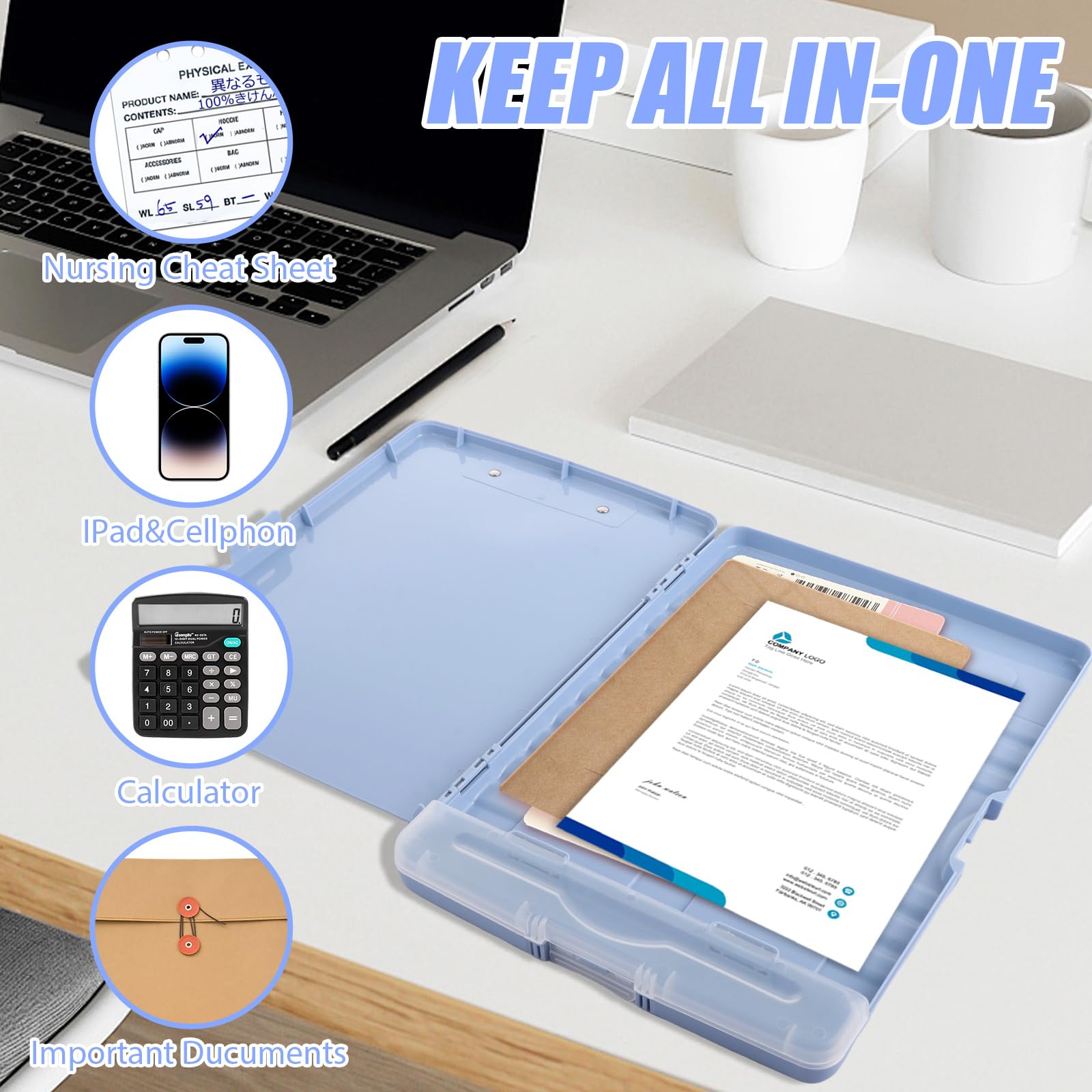 ASelected Plastic Clipboard with Storage for A4 Documents | Pen Holder | Blue 7