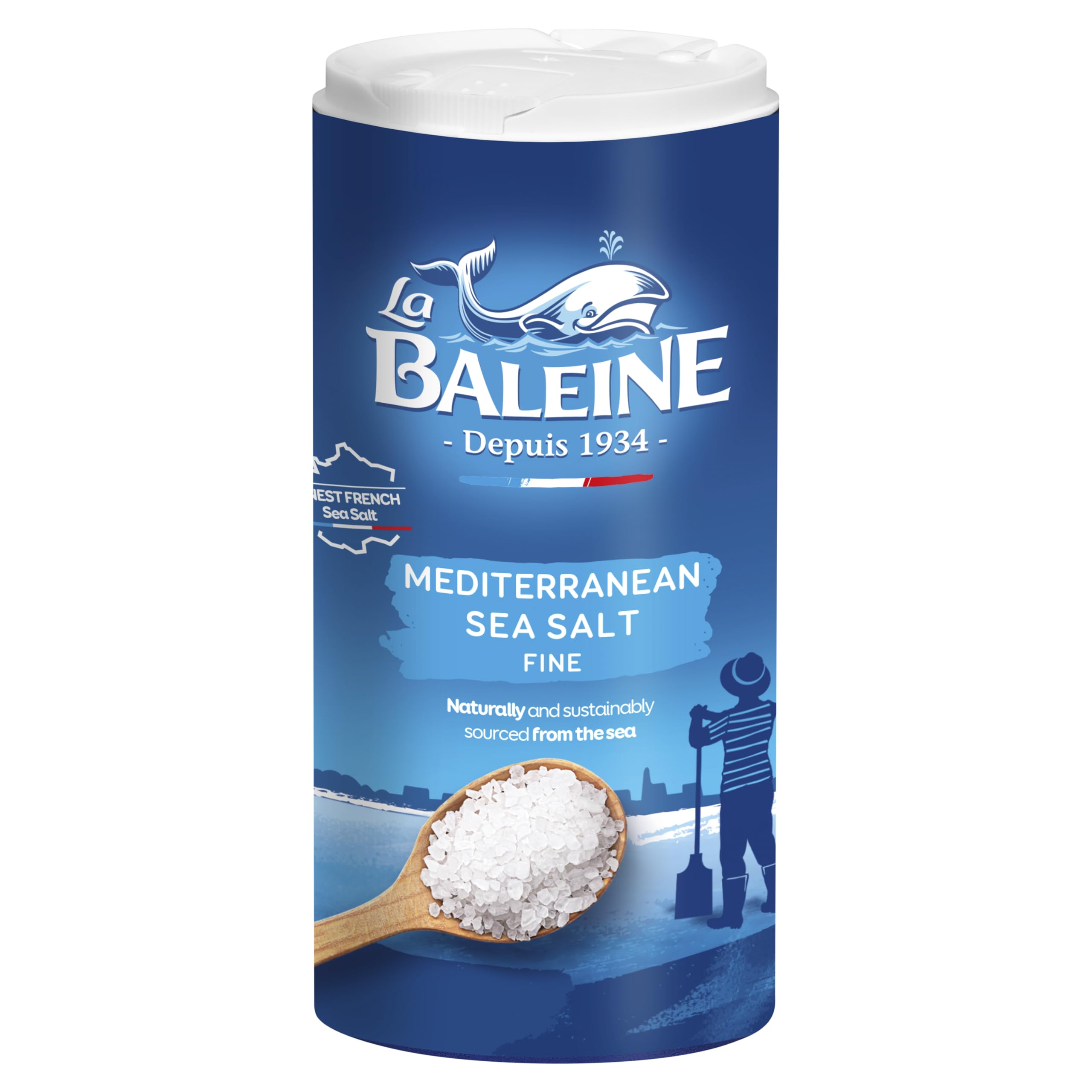 La Baleine French Fine Sea Salt - 500g Shaker Drum for Cooking & Table Seasoning 1