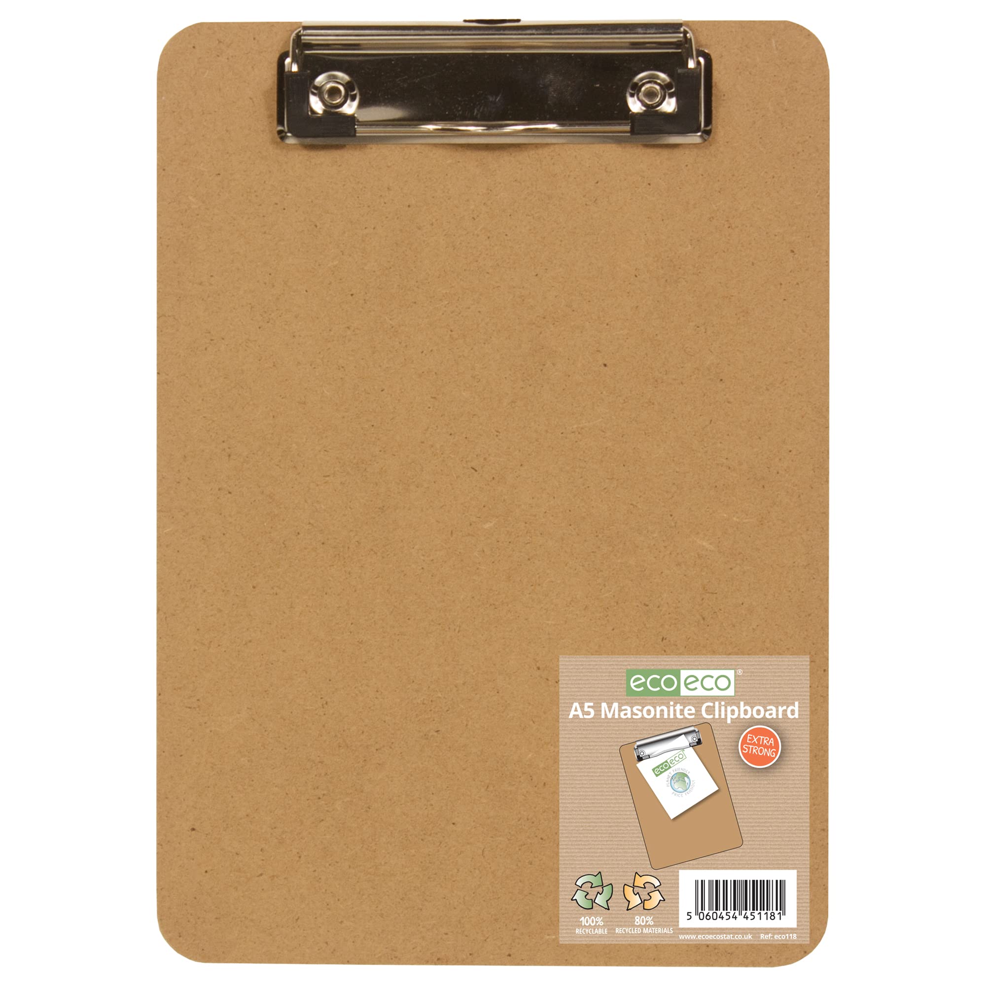 eco-eco A5 Masonite Clipboard with Low Profile Metal Clip | Sand Color | 96g