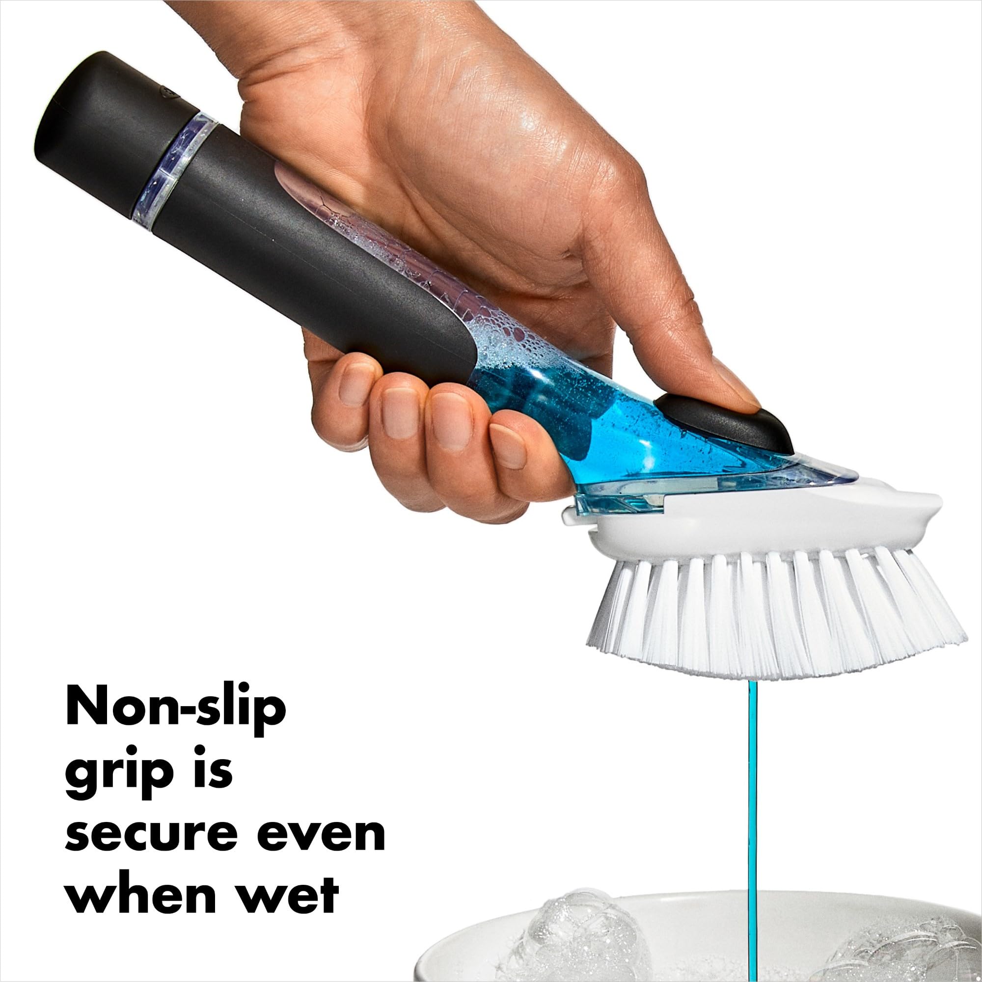OXO Good Grips Soap Dispensing Dish Brush - Durable Nylon Bristles | Non-Slip Grip | White 6