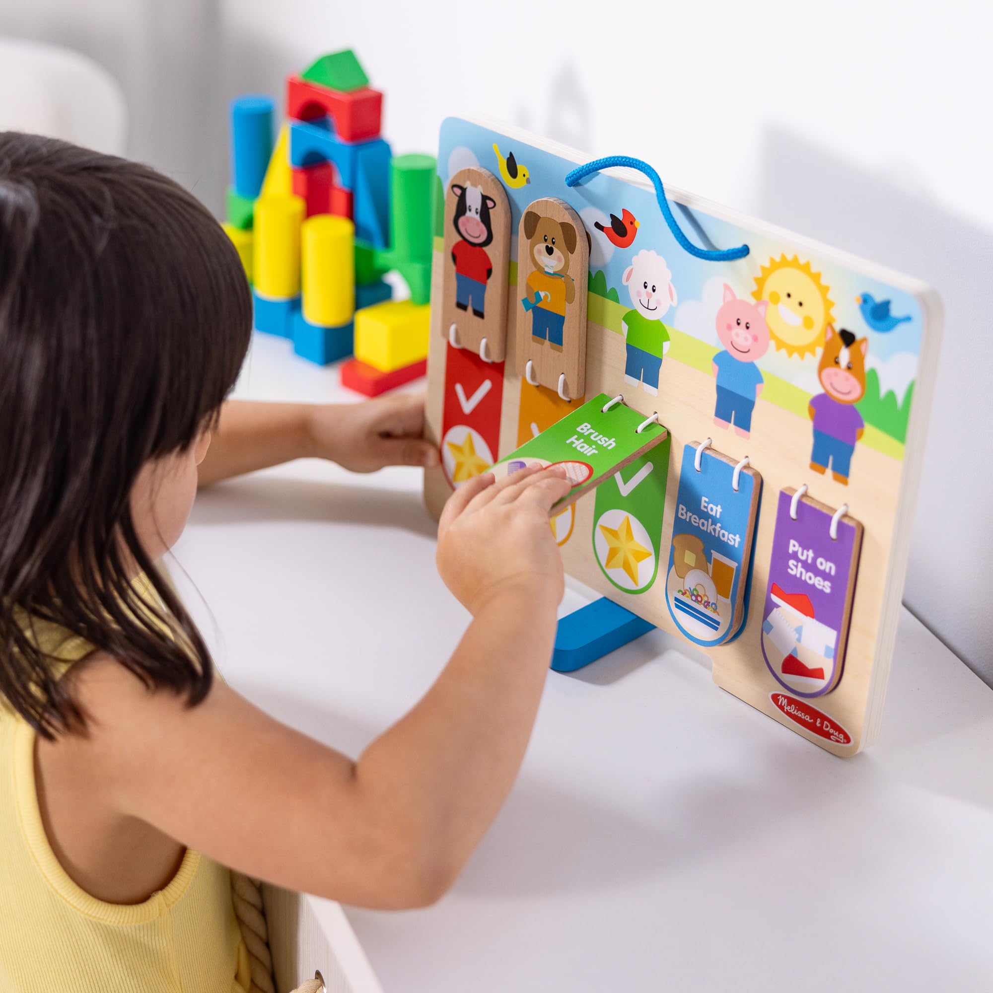 Melissa & Doug My Daily Routines Chart - Early Learning Toy for Kids Ages 3-6 | Double-Sided Interactive Board | FSC Certified Wood 8