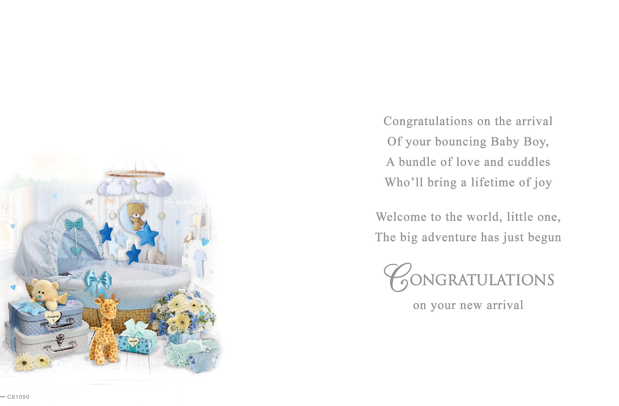 Regal Publishing Baby Boy Greeting Card with Envelope | 8 x 6 inches | Cot Description 2