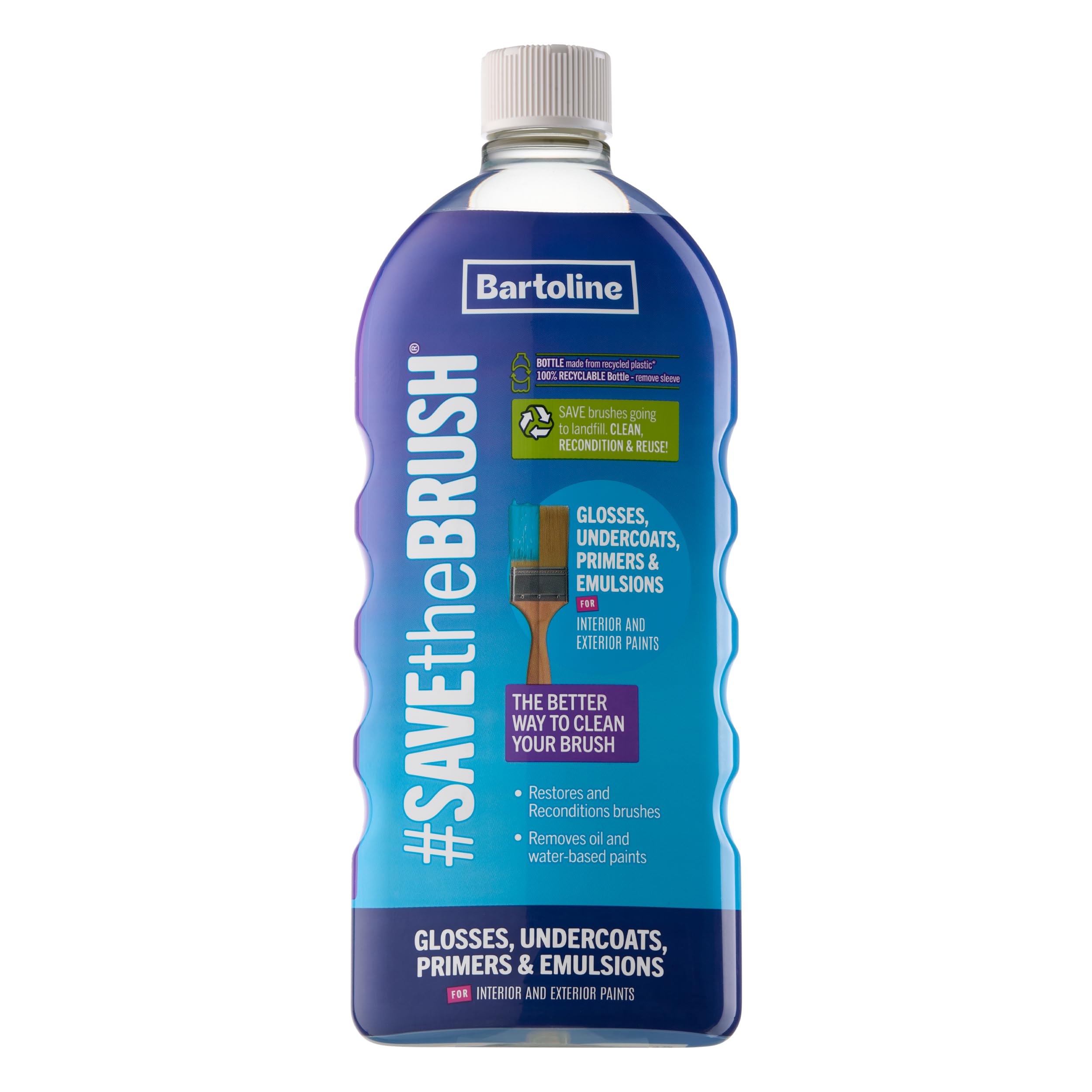 Bartoline Save the Brush Cleaner - White Spirit Alternative for Emulsions & Primers | 1L Liquid 1