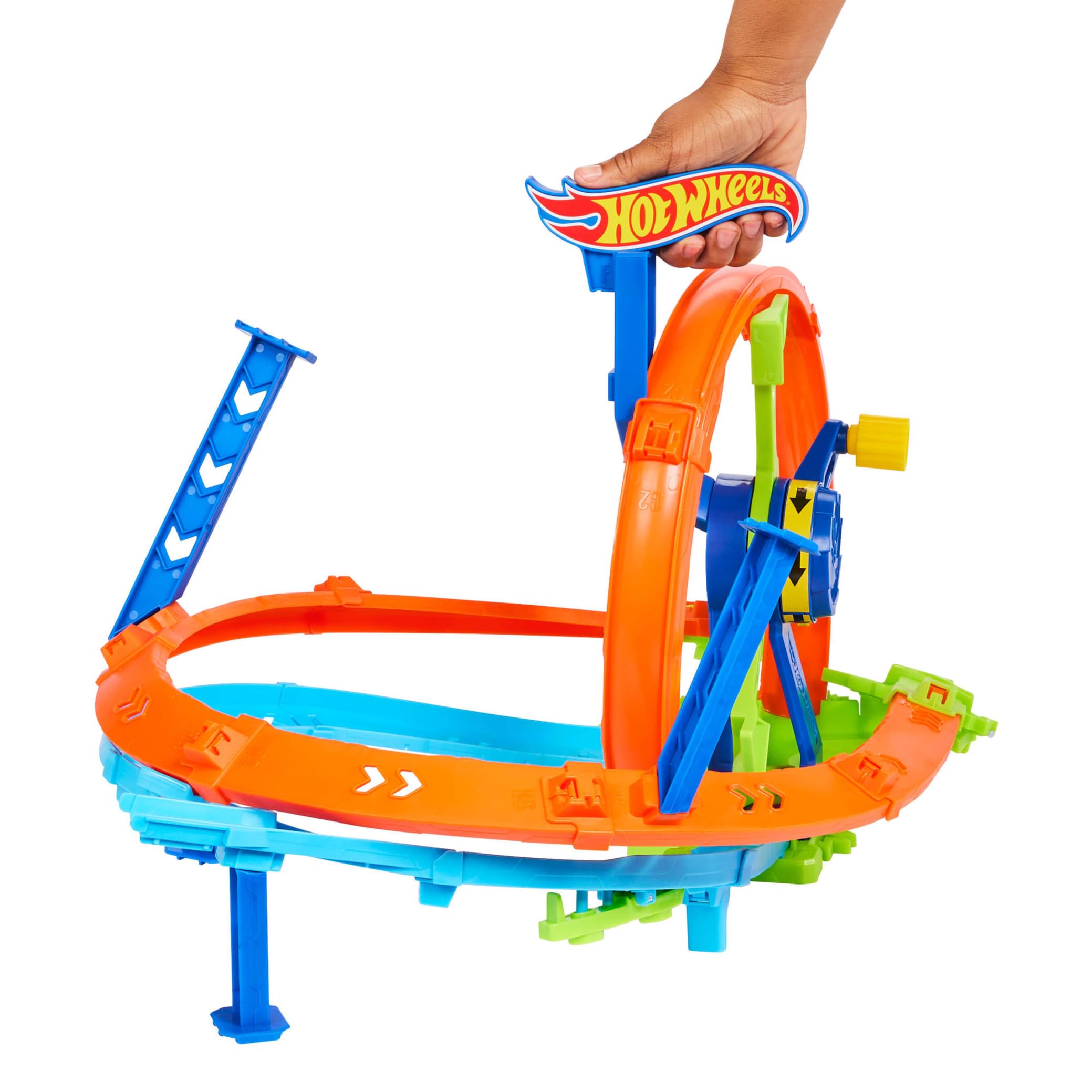 Hot Wheels Rapid Launch & Loop Playset - Crank-Powered Race Track for Kids 4+ 12