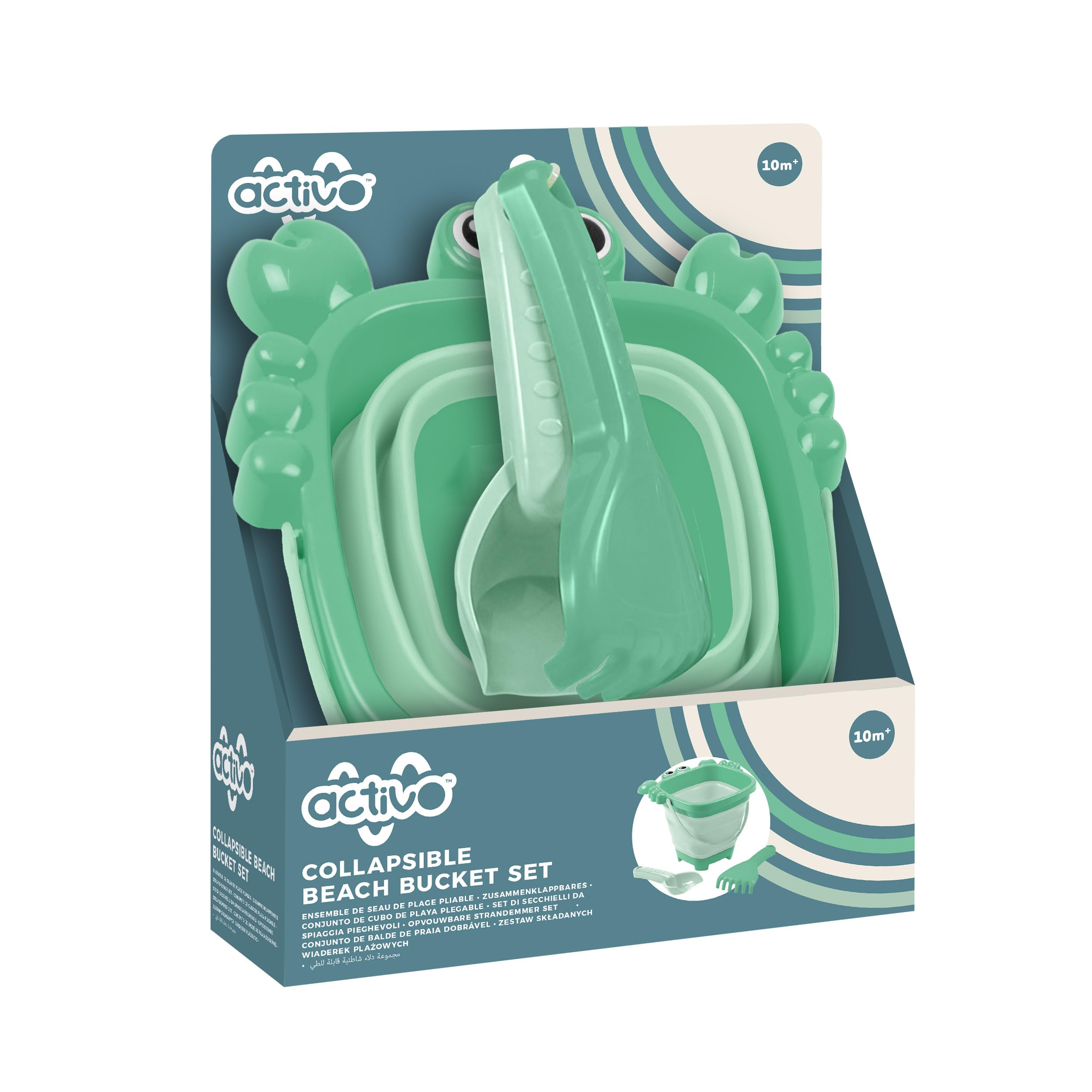 Mookie Collapsible Beach Bucket Set with Crab Sandcastle Mould | 3 Buckets | Ages 10m+ 5