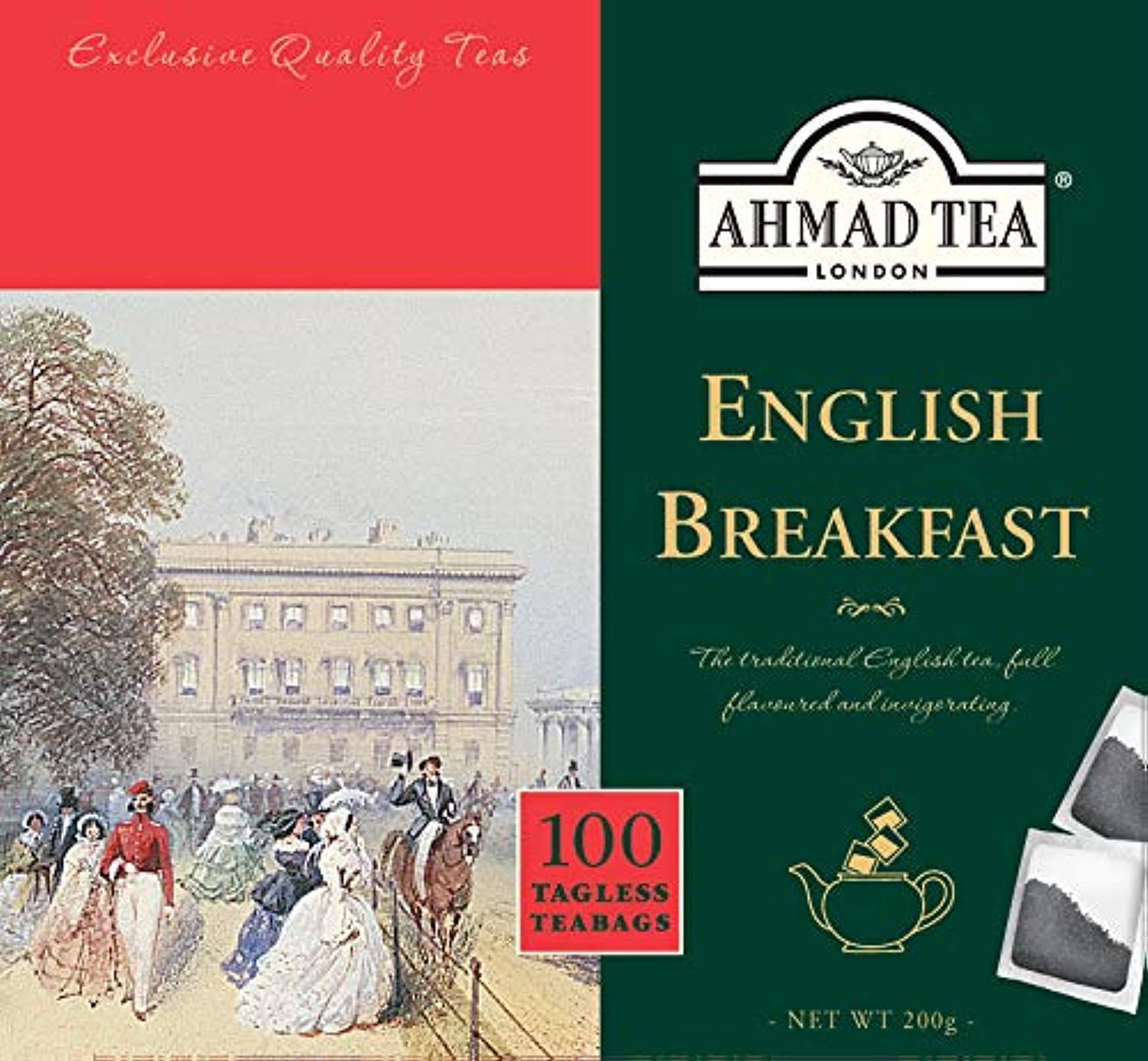 Ahmad Tea English Breakfast Black Tea - 100 Tagless Teabags | Strong & Full-Bodied Brew 1