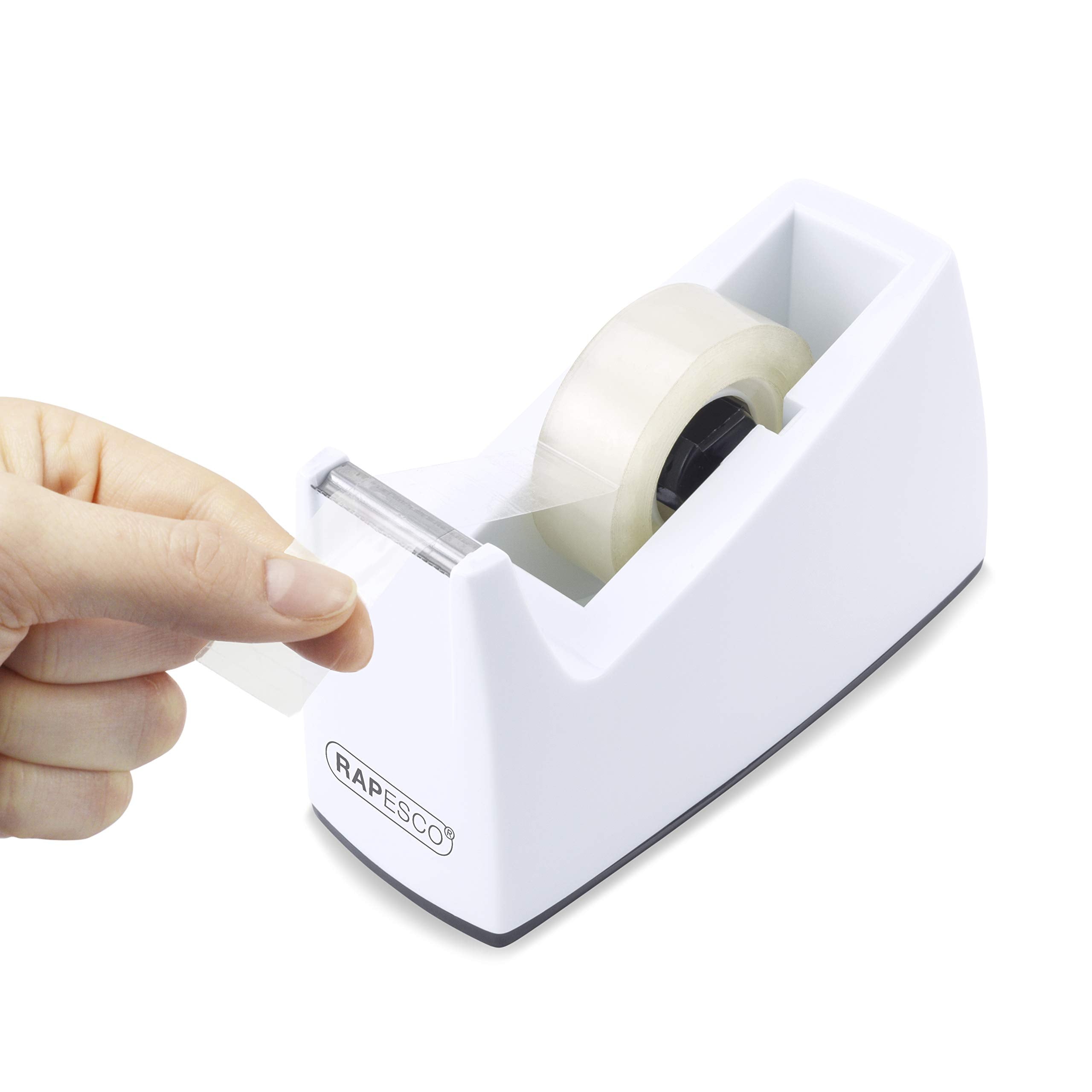 Rapesco 1620 Desktop Tape Dispenser with 4 Rolls of 33m Tape | White Plastic