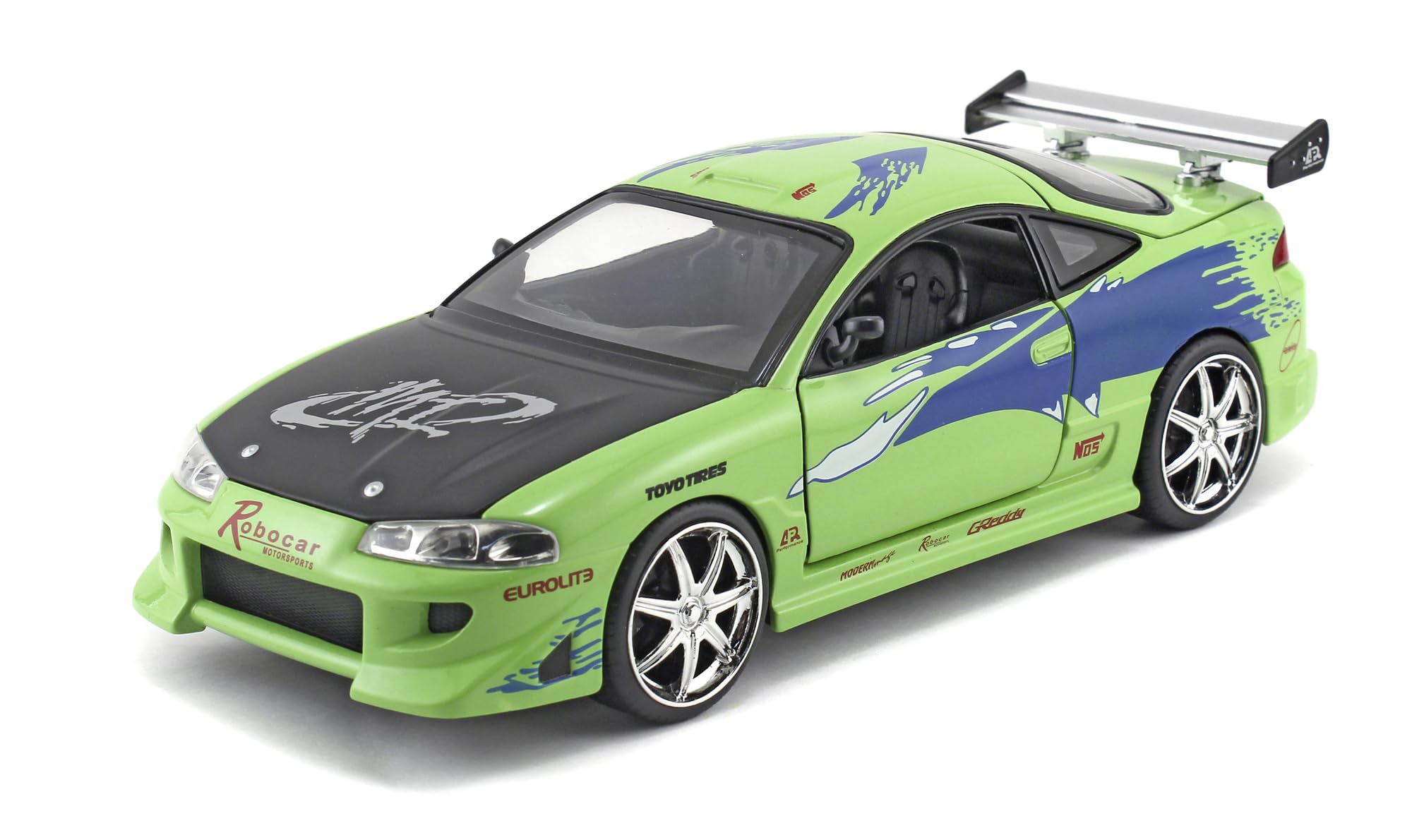 Jada Fast & Furious 1995 Mitsubishi Eclipse 1:24 Die-Cast Model Car | Green Metal 1