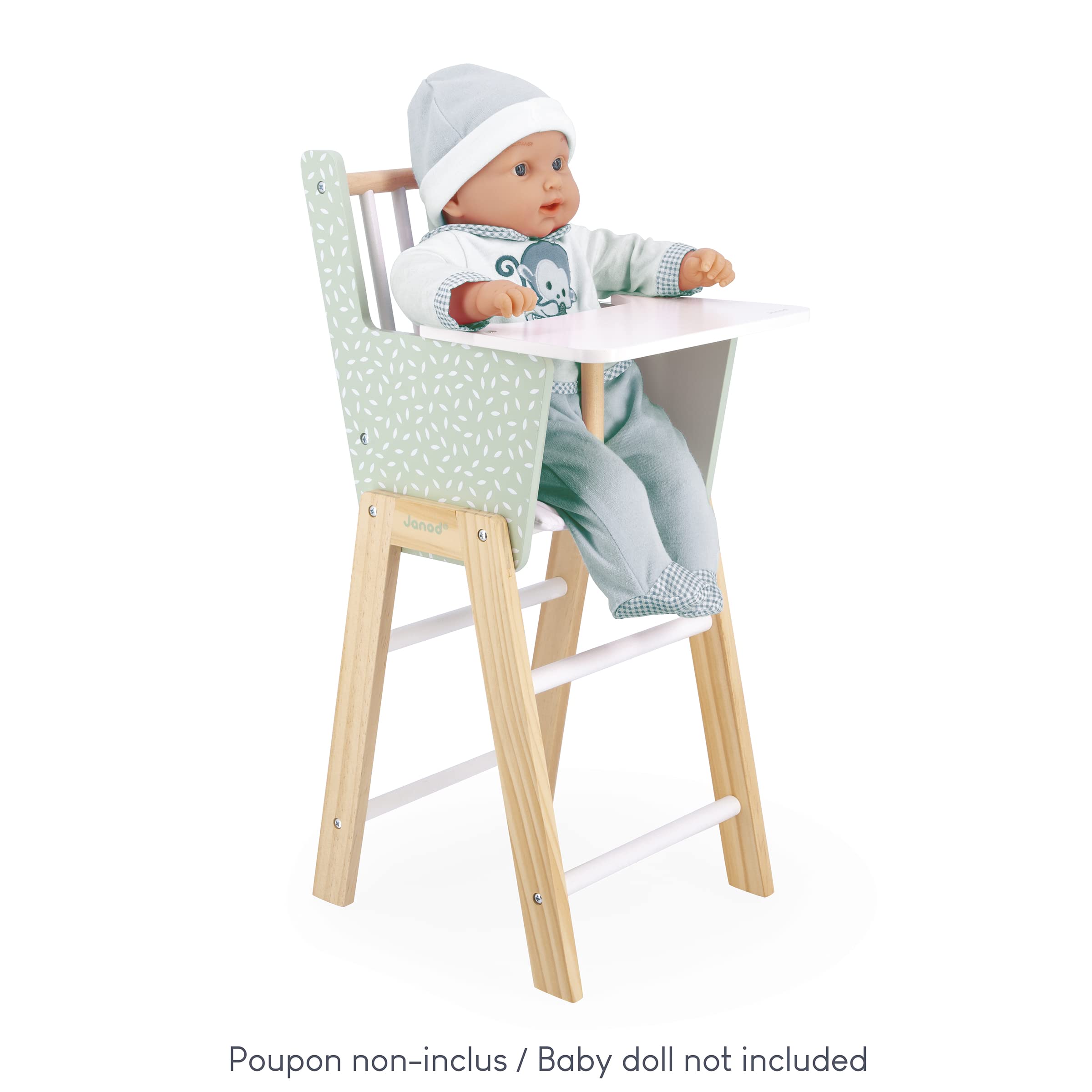 Janod Zen FSC Wood Doll Highchair Accessory for Pretend Play Toys 4