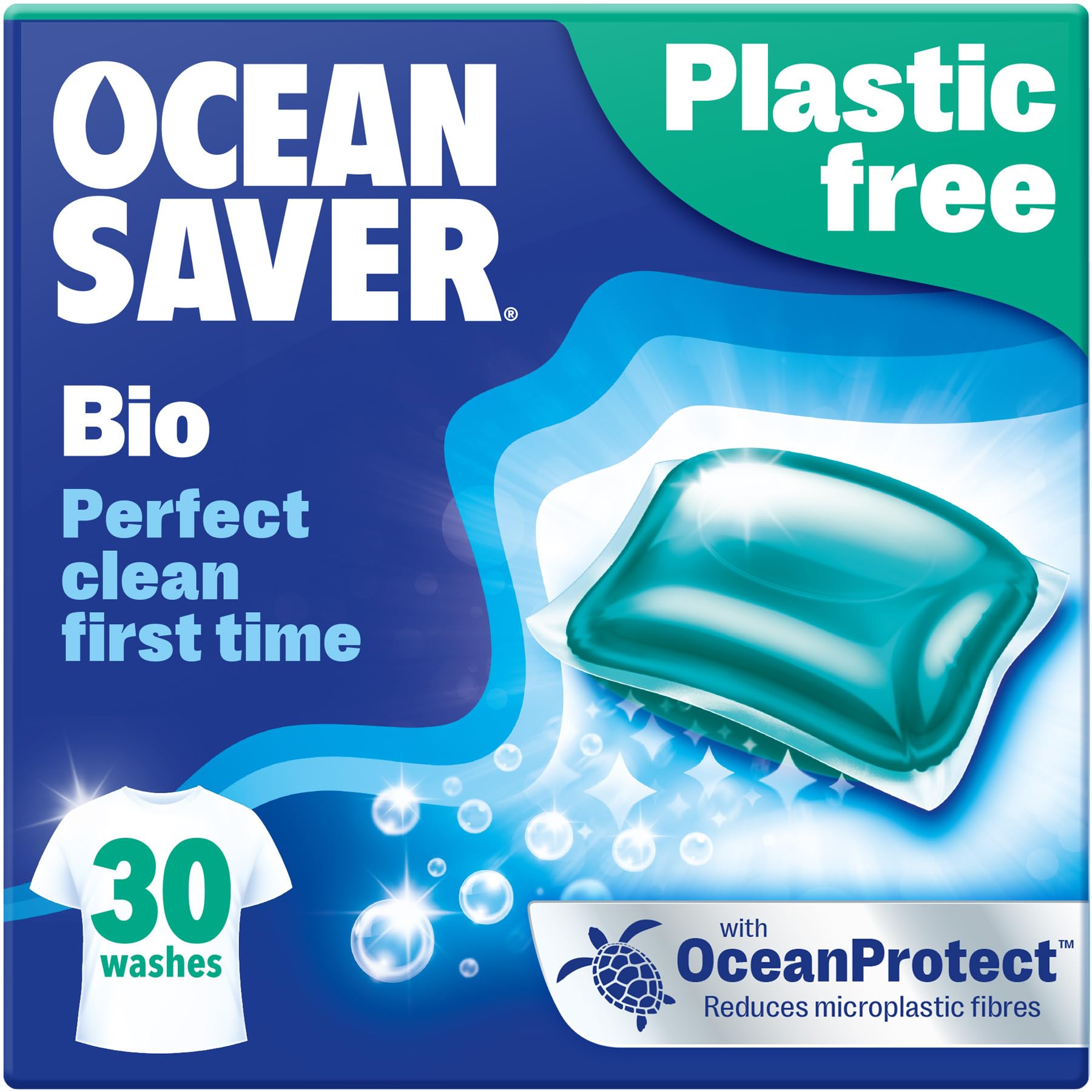 OceanSaver Eco Bio Laundry Detergent Washing Pods - 30 Washes | Ocean Fresh Scent