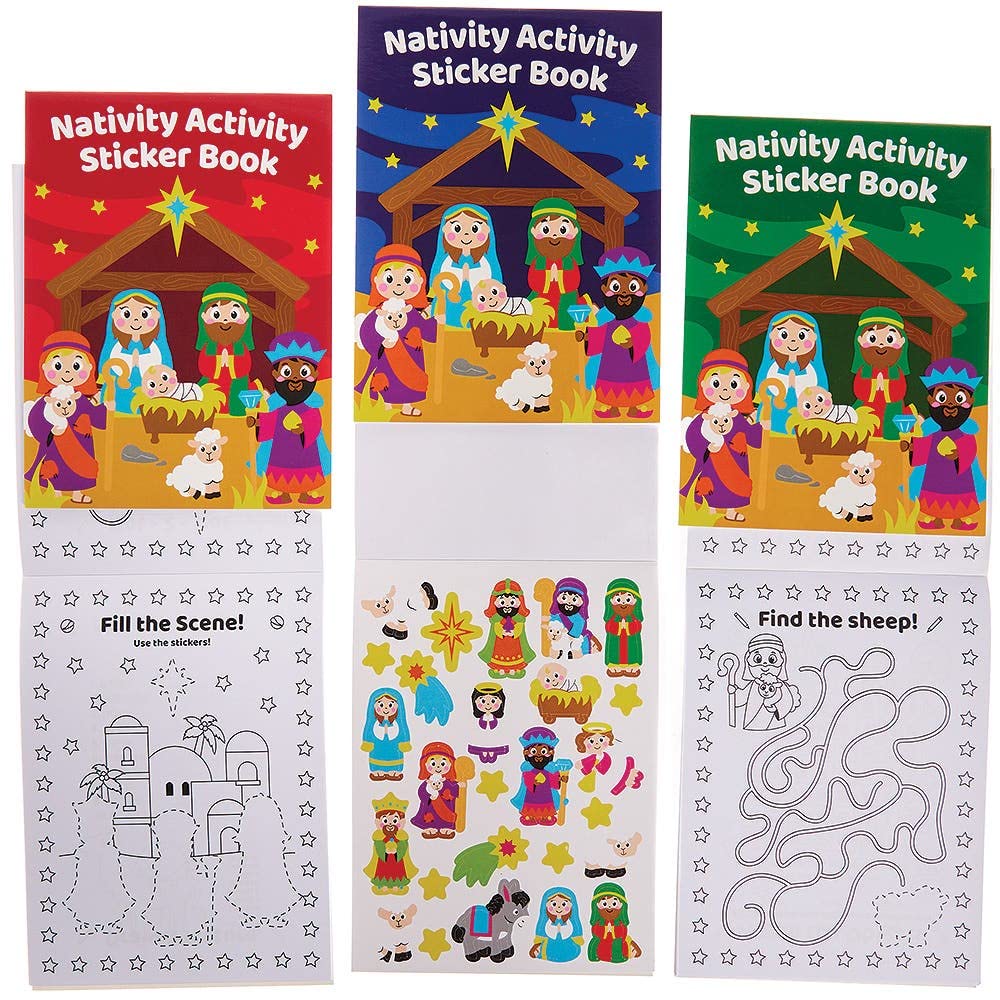 Baker Ross FX289 Nativity Activity Sticker Books - Pack of 8