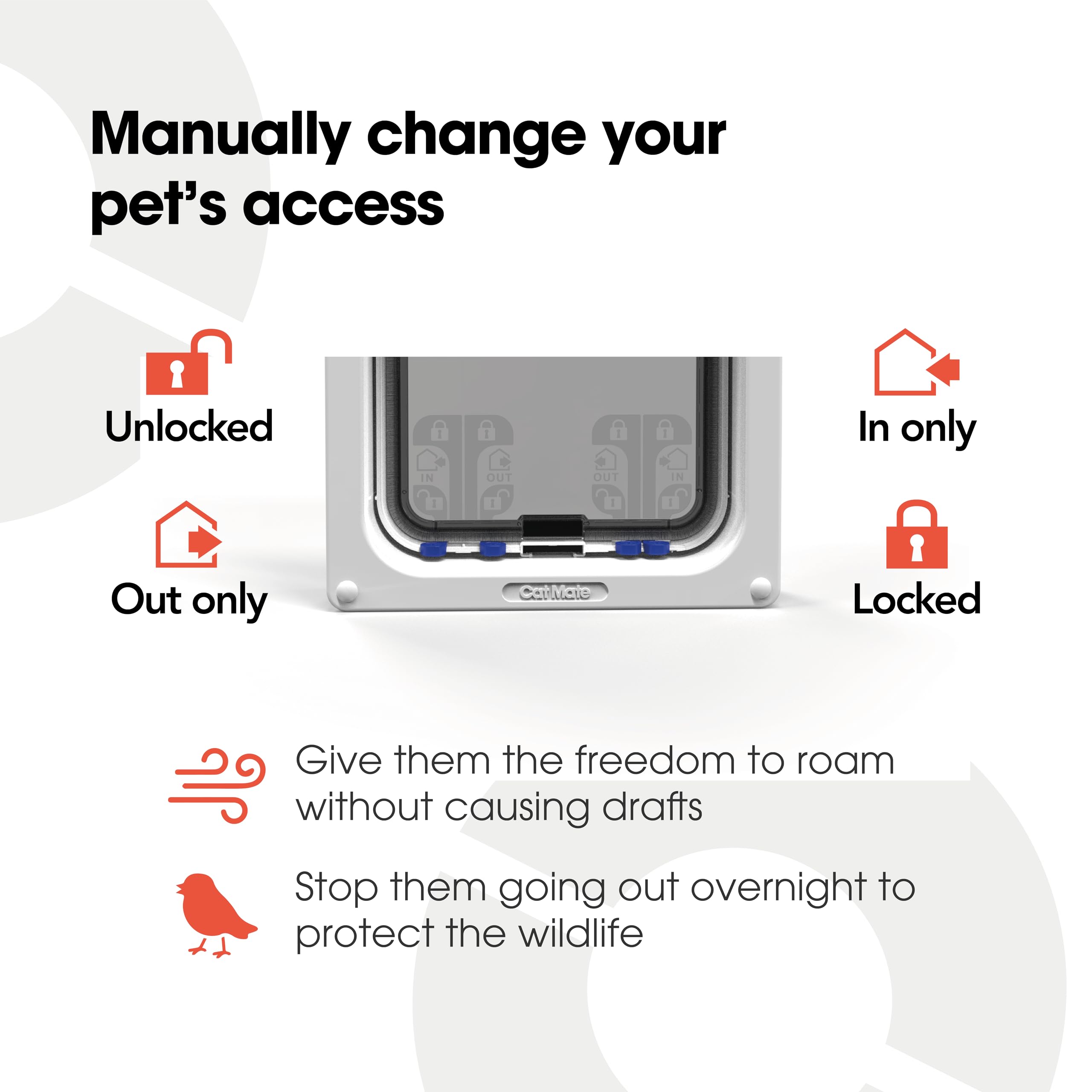 Cat Mate Large Cat Flap - 4-Way Locking, Weatherproof, Silent Action | White | L Size 3