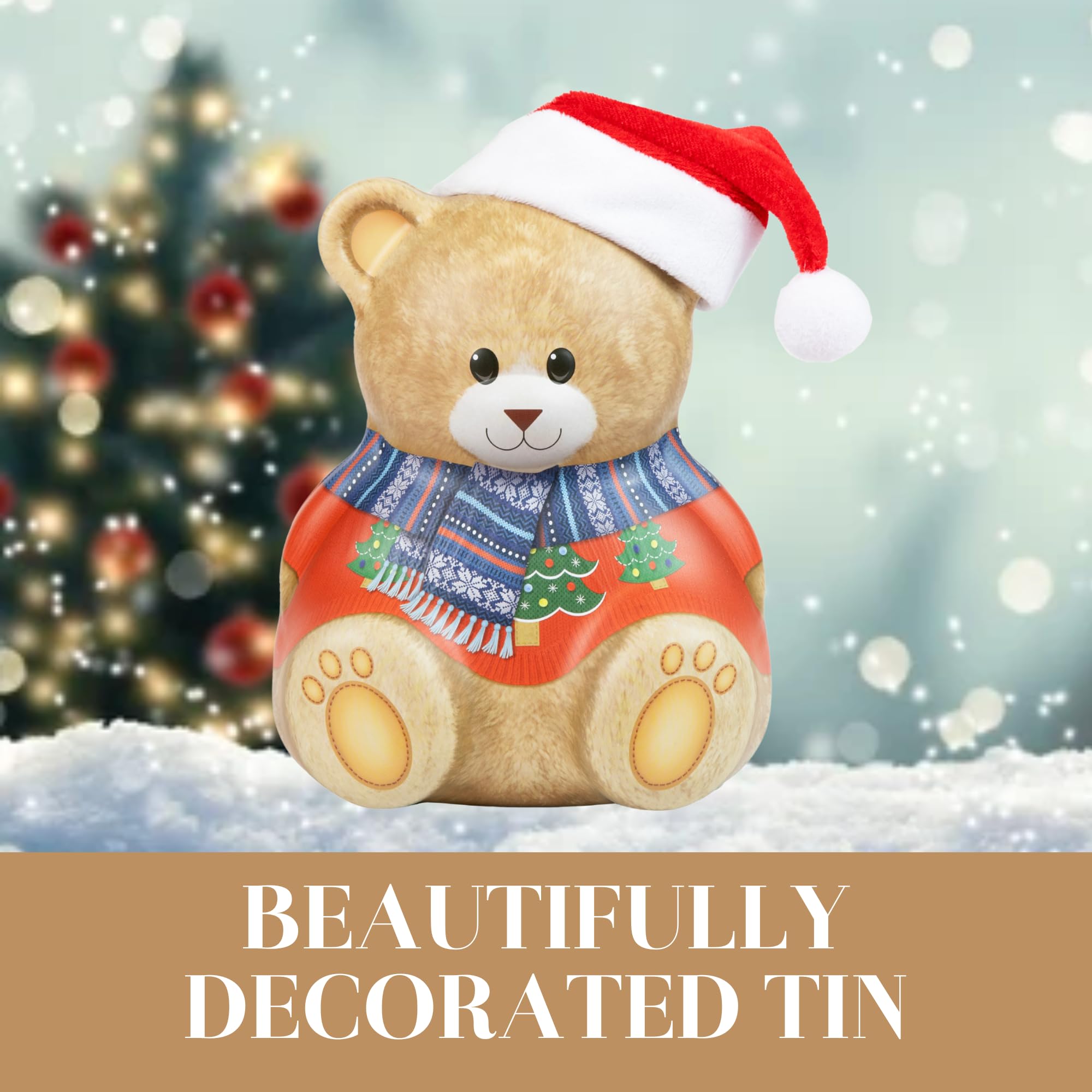 The Silver Crane Co. - Christmas Bear with Hat Gift Set Biscuit Tin 3