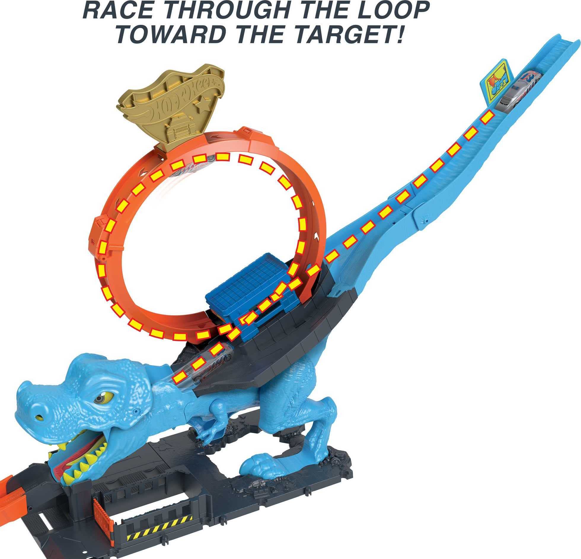 Hot Wheels City Racetrack - T-Rex Chomp Down Loop Stunt | Includes 1 Car | Ages 4+ 4