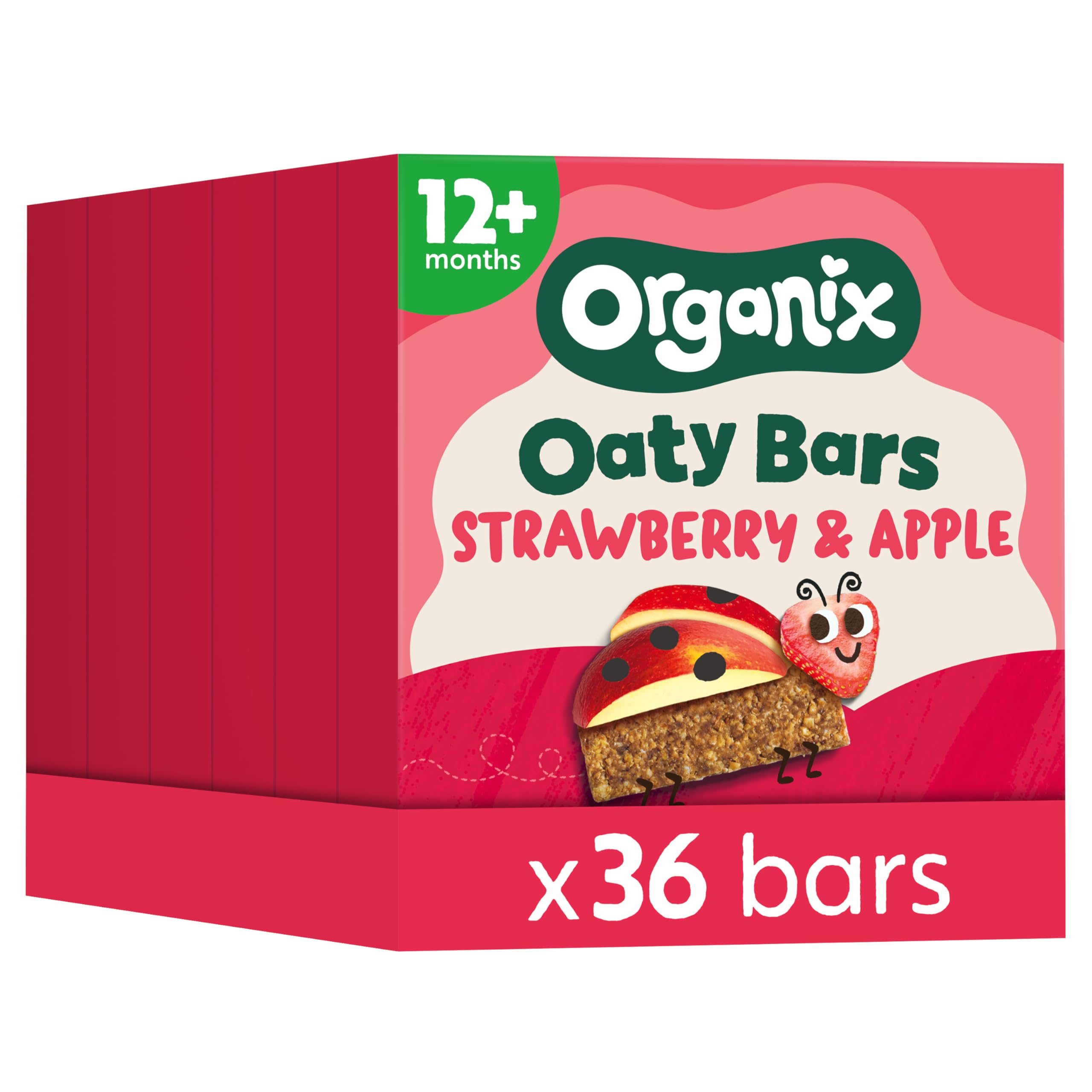 Organix Strawberry & Apple Organic Oaty Snack Bars - 6 Boxes of 6 x 23g 1