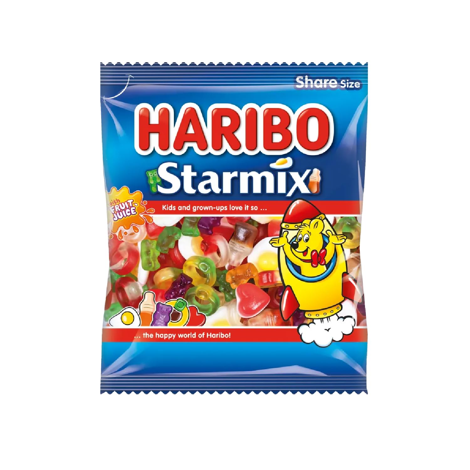 HARIBO Starmix with Real Fruit Juice, Iconic Fruit & Cola Gummy Sweets, 140g