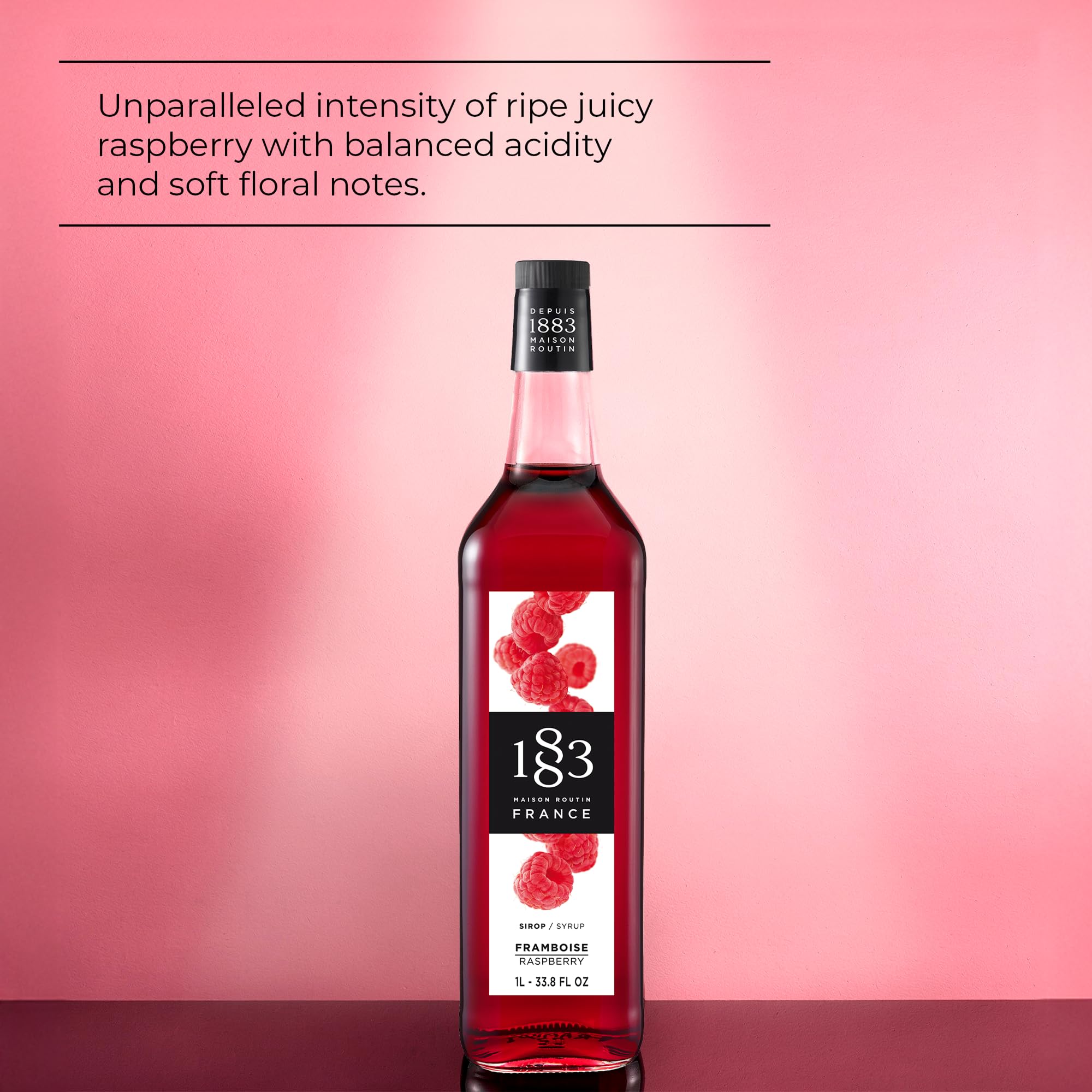 1883 MAISON ROUTIN Premium Raspberry Syrup - Pure Cane Sugar, Real Fruit Juice | 1 L