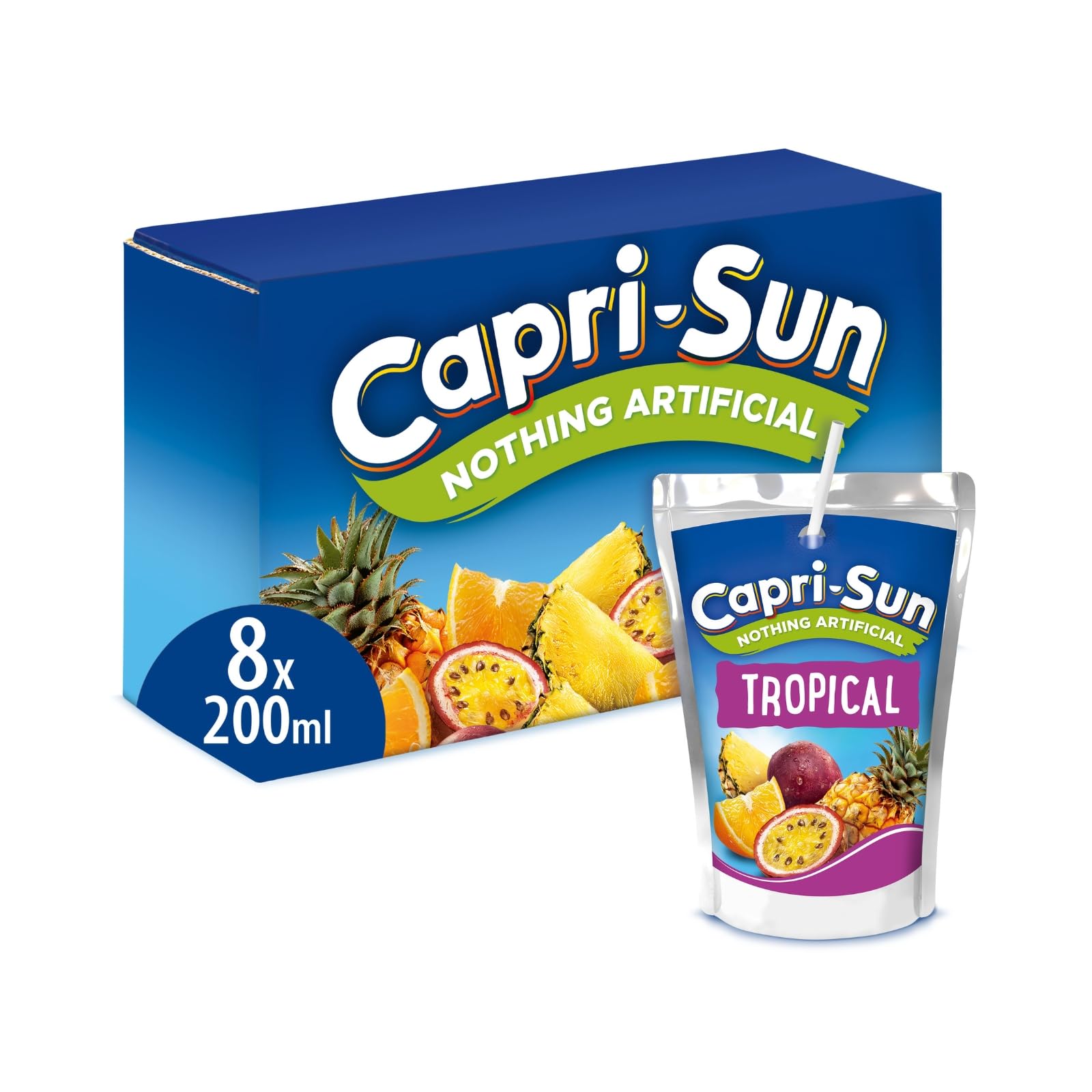 Capri-Sun Tropical Fruit Juice Pouches - 8 x 200 ml Value Pack | Stevia Sweetened