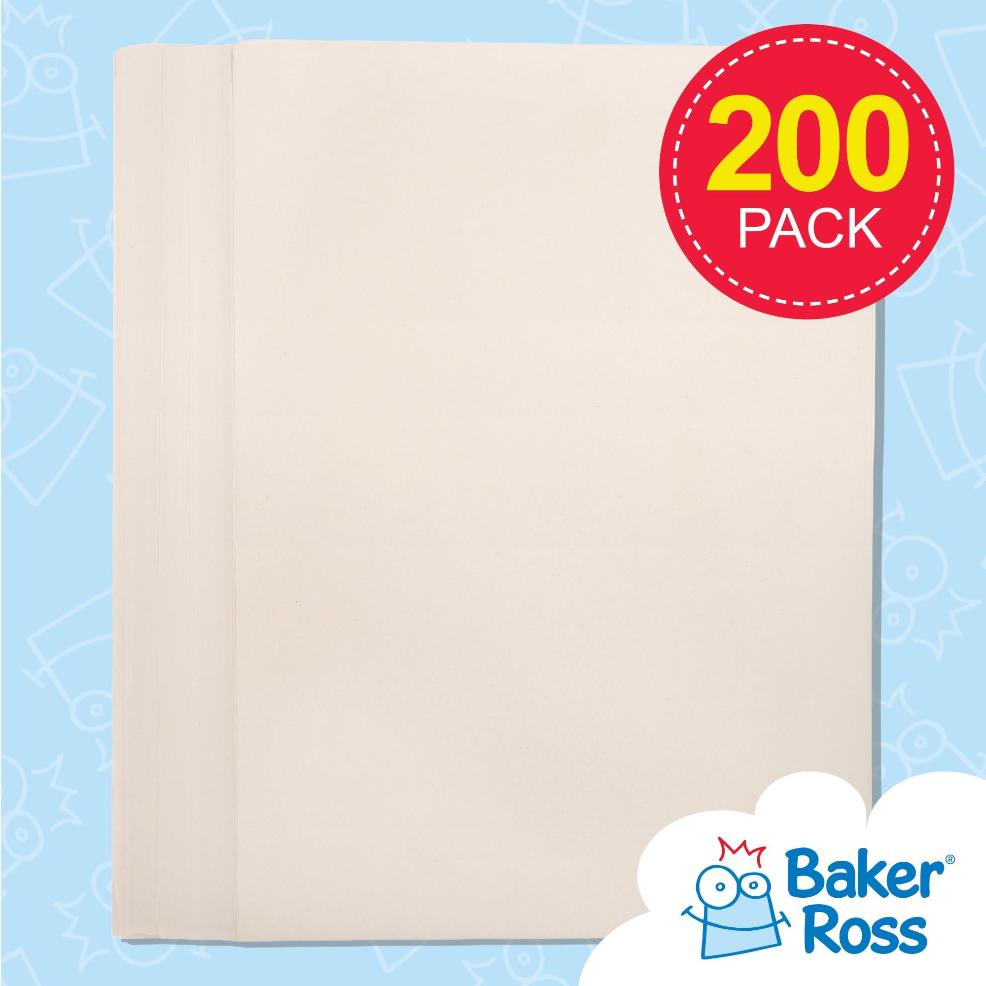Baker Ross Newsprint Paper Pack - 200 A4 Sheets for Crafting and Wrapping | 55gsm 2